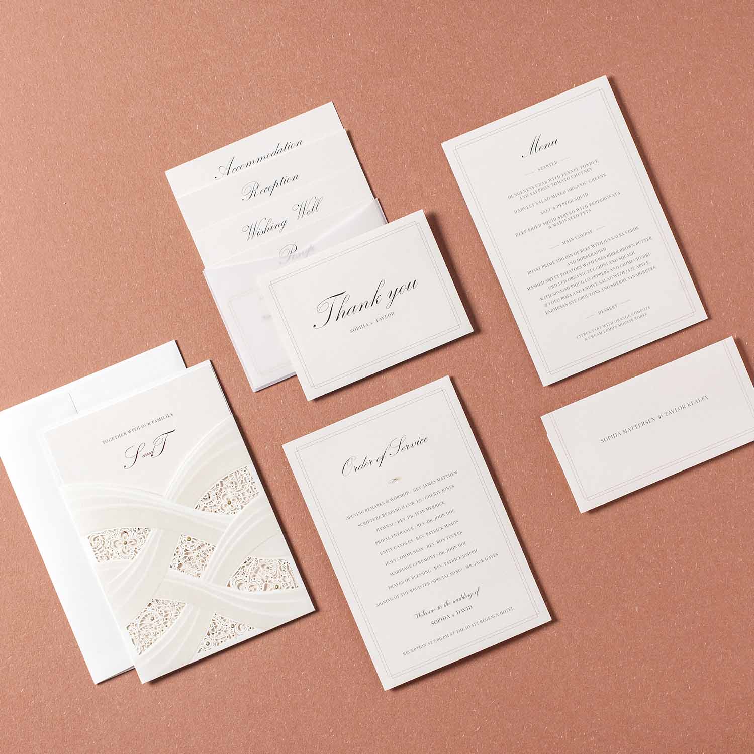 Laser cut wedding invitations - CW060 - Personalised - Younique Gifts Melbourne