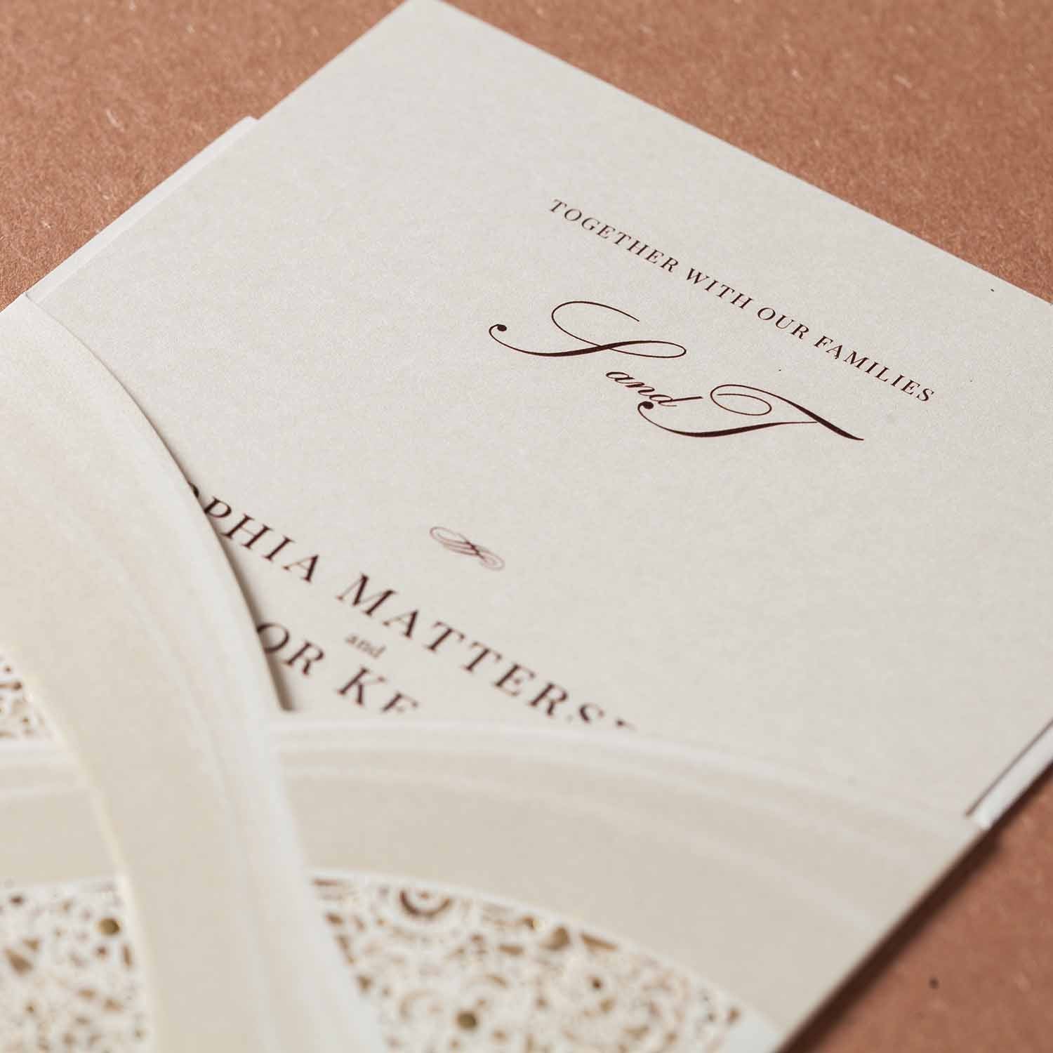 Laser cut wedding invitations - CW060 - Personalised - Younique Gifts Melbourne