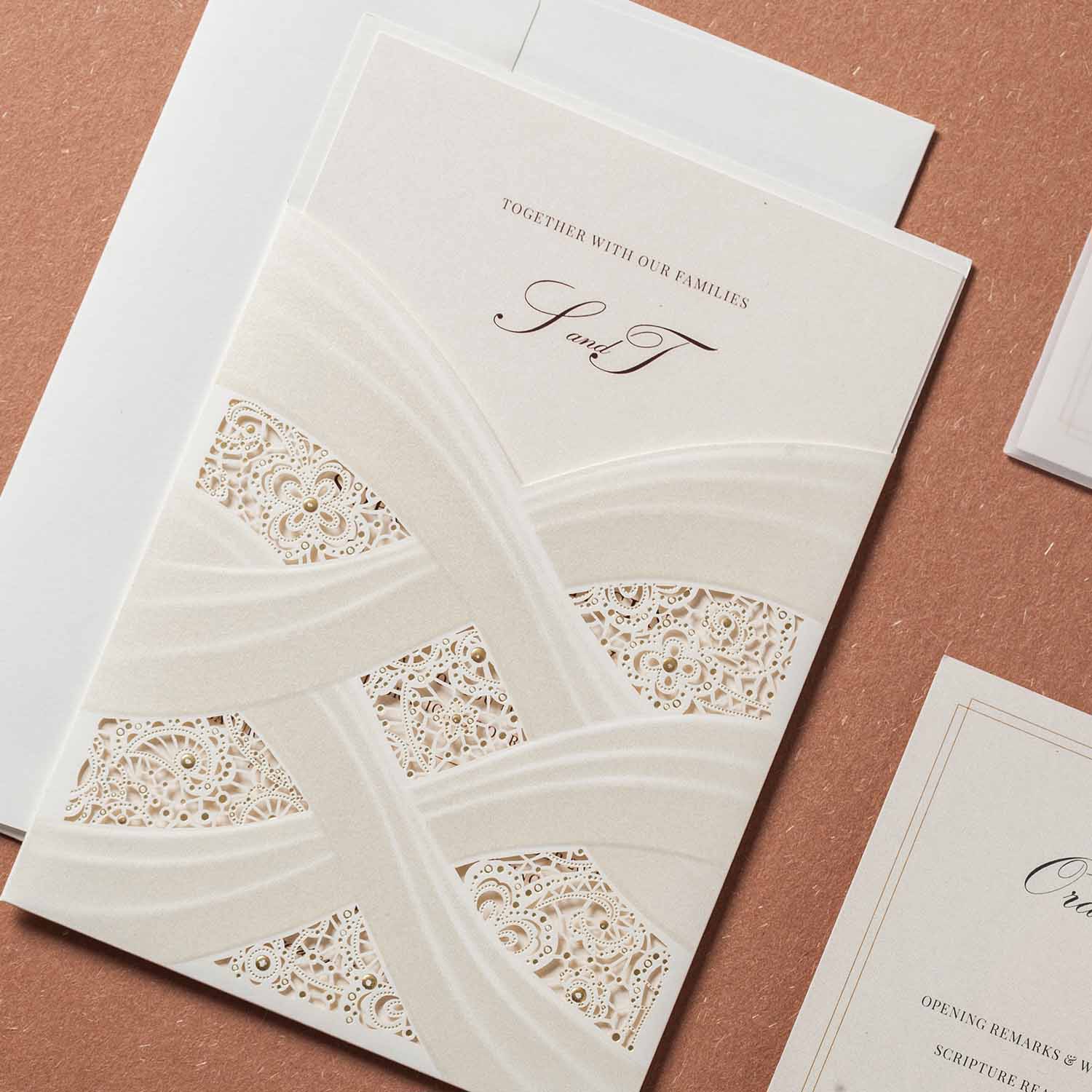 Laser cut wedding invitations - CW060 - Personalised - Younique Gifts Melbourne