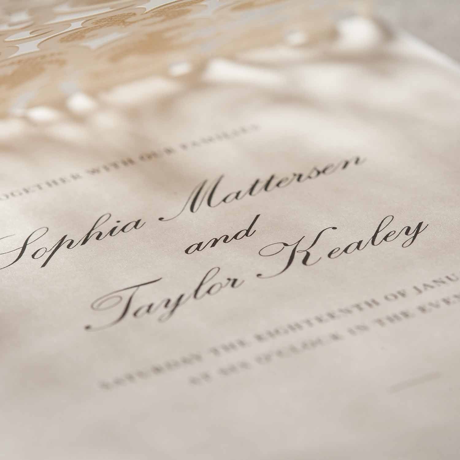 Laser cut wedding invitations - CW5001 - Personalised - Younique Gifts Melbourne