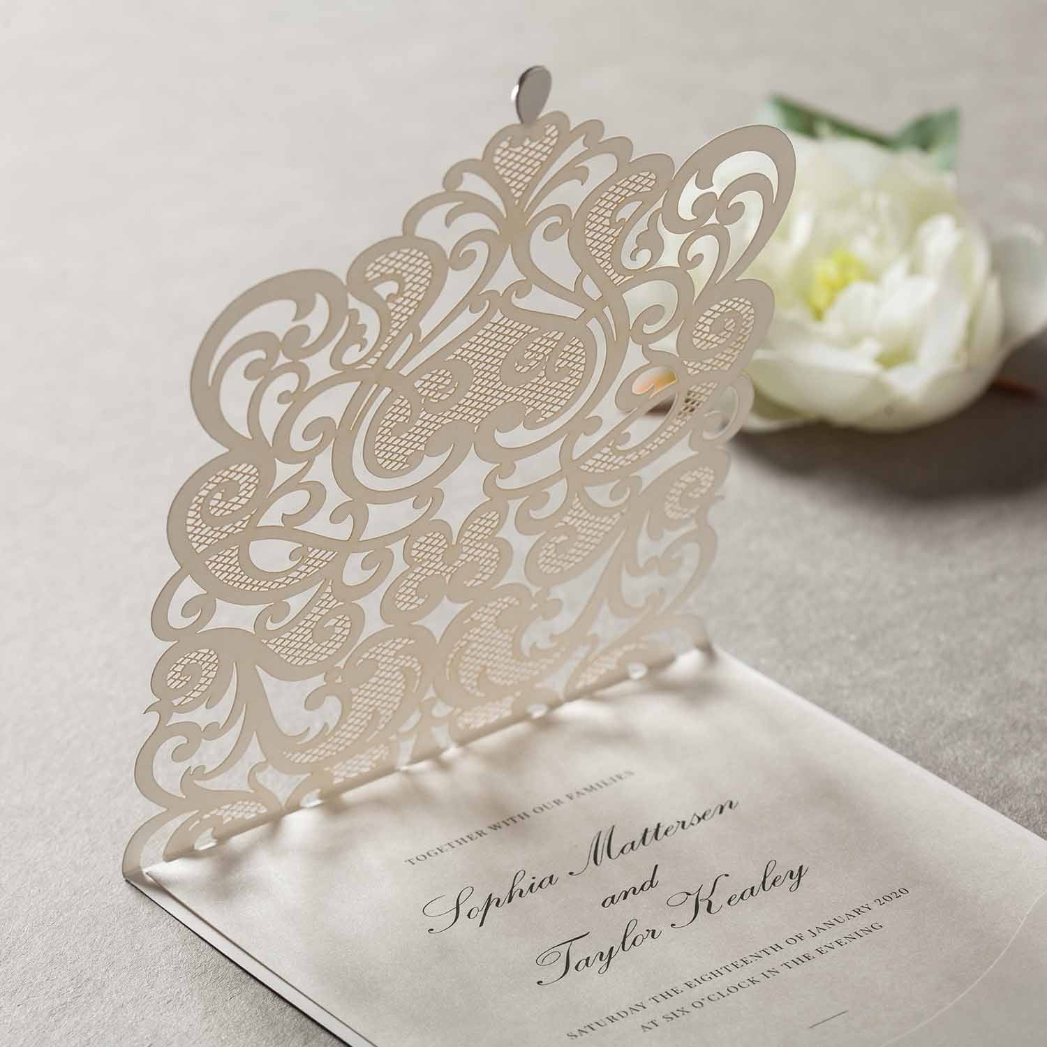 Laser cut wedding invitations - CW5001 - Personalised - Younique Gifts Melbourne