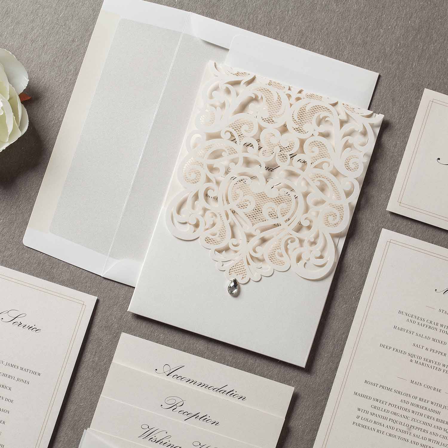 Laser cut wedding invitations - CW5001 - Personalised - Younique Gifts Melbourne