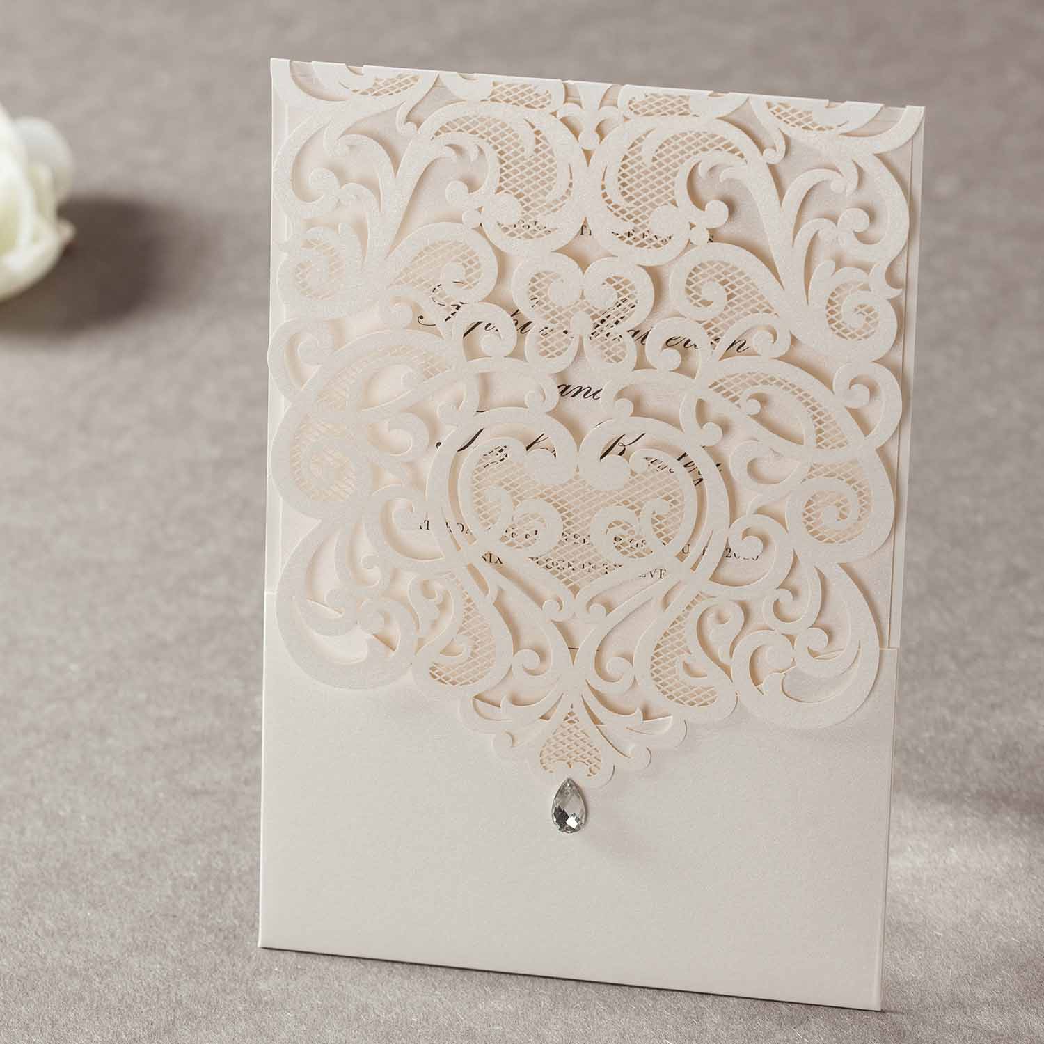 Laser cut wedding invitations - CW5001 - Personalised - Younique Gifts Melbourne