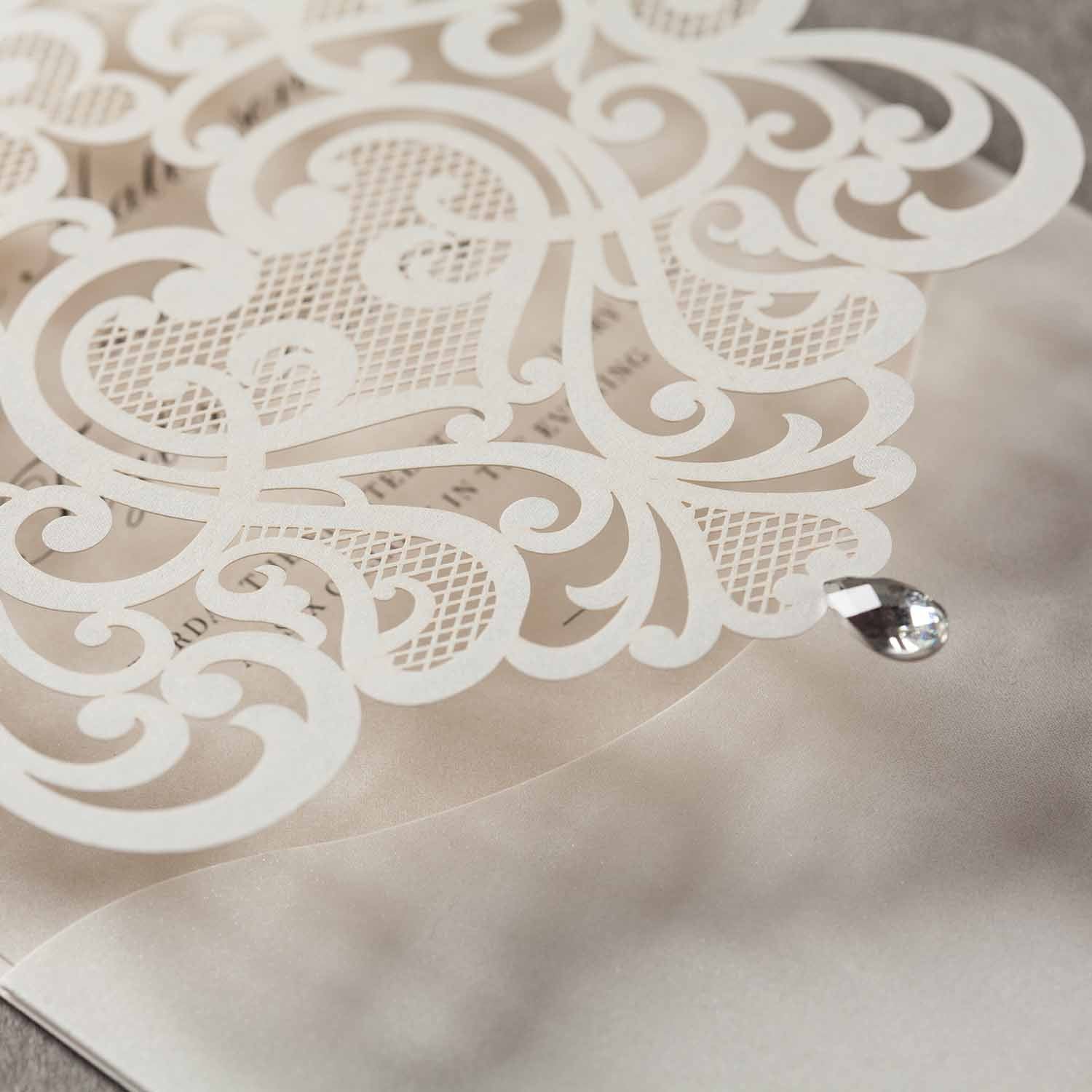 Laser cut wedding invitations - CW5001 - Personalised - Younique Gifts Melbourne