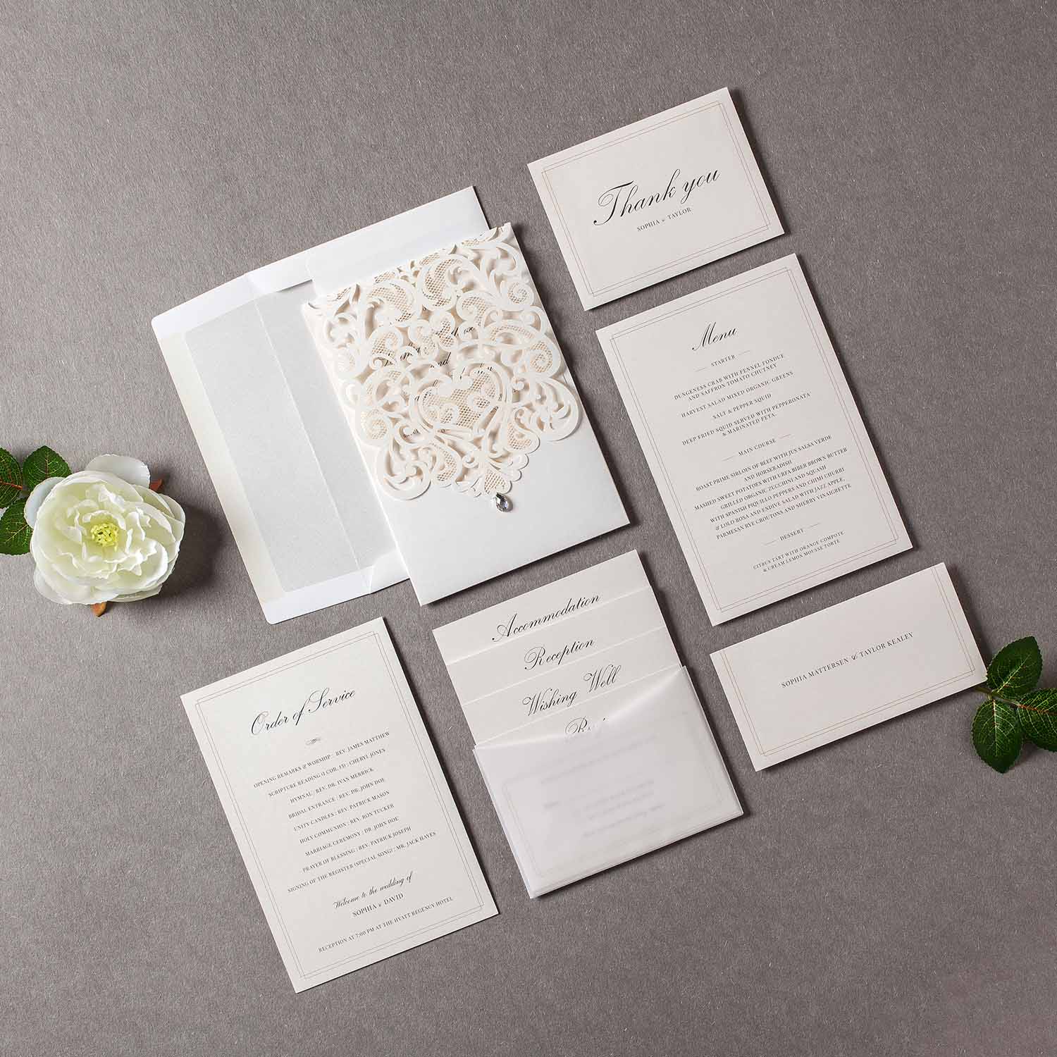 Laser cut wedding invitations - CW5001 - Personalised - Younique Gifts Melbourne