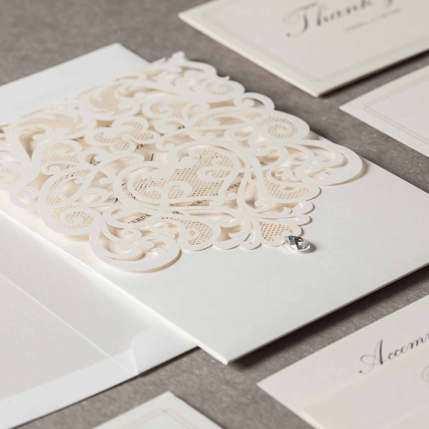 Laser cut wedding invitations - CW5001 - Personalised - Younique Gifts Melbourne