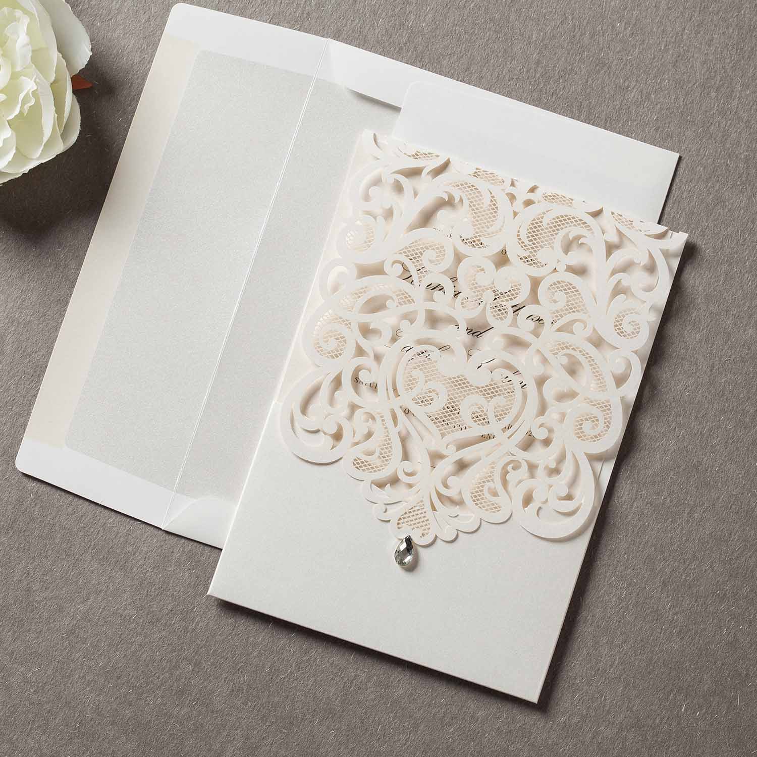 Laser cut wedding invitations - CW5001 - Personalised - Younique Gifts Melbourne