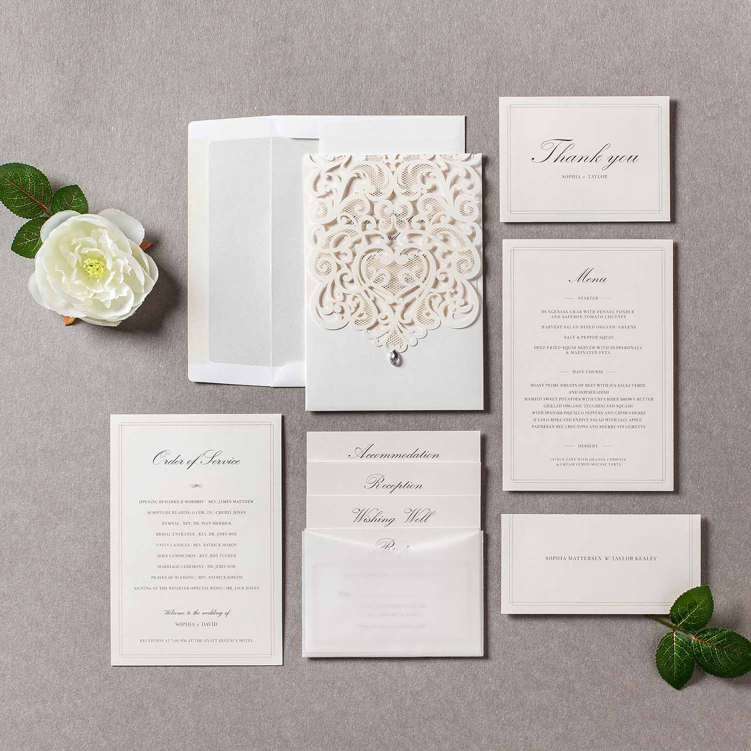 Laser cut wedding invitations - CW5001 - Personalised - Younique Gifts Melbourne