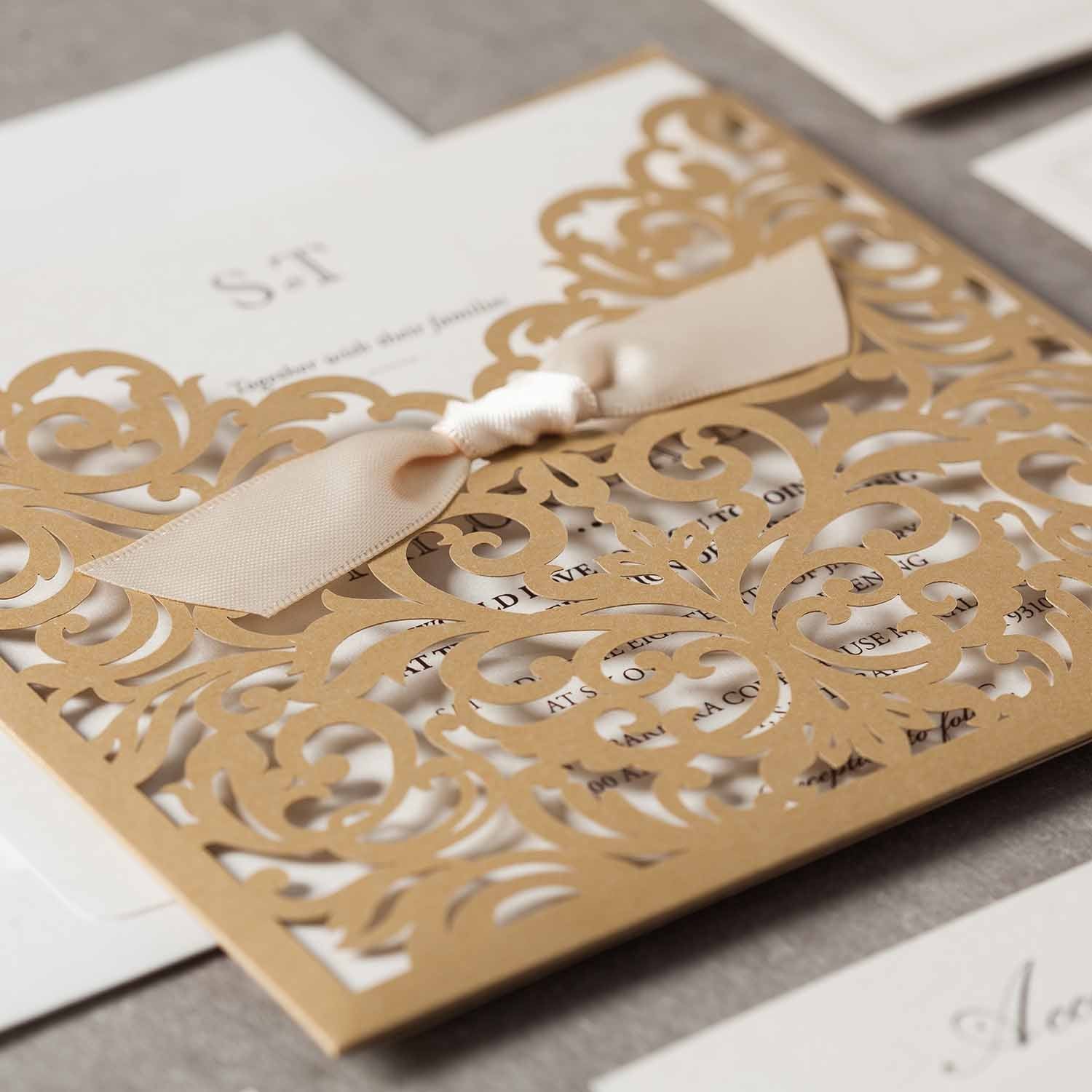 Laser cut wedding invitations CW5011 - Personalised - Younique Gifts Melbourne