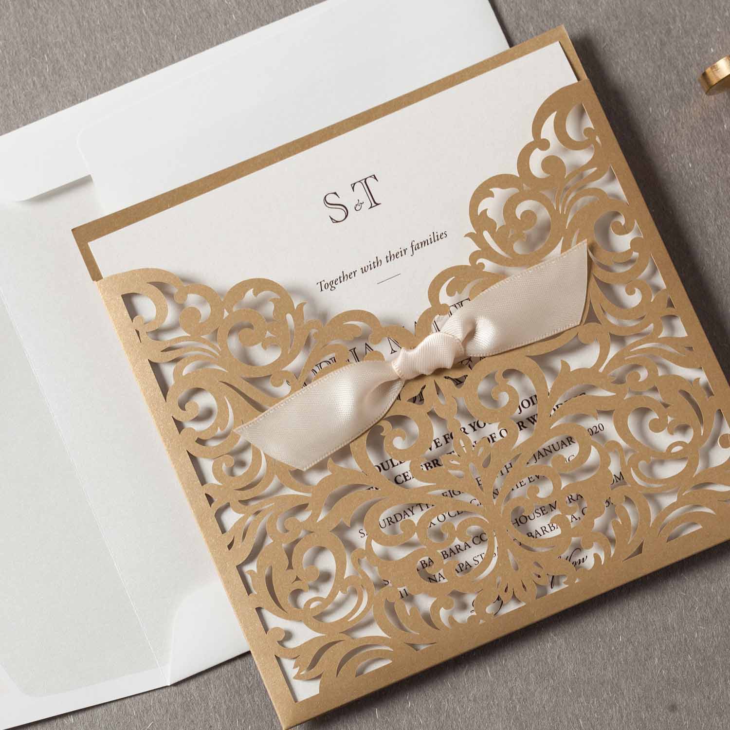 Laser cut wedding invitations CW5011 - Personalised - Younique Gifts Melbourne