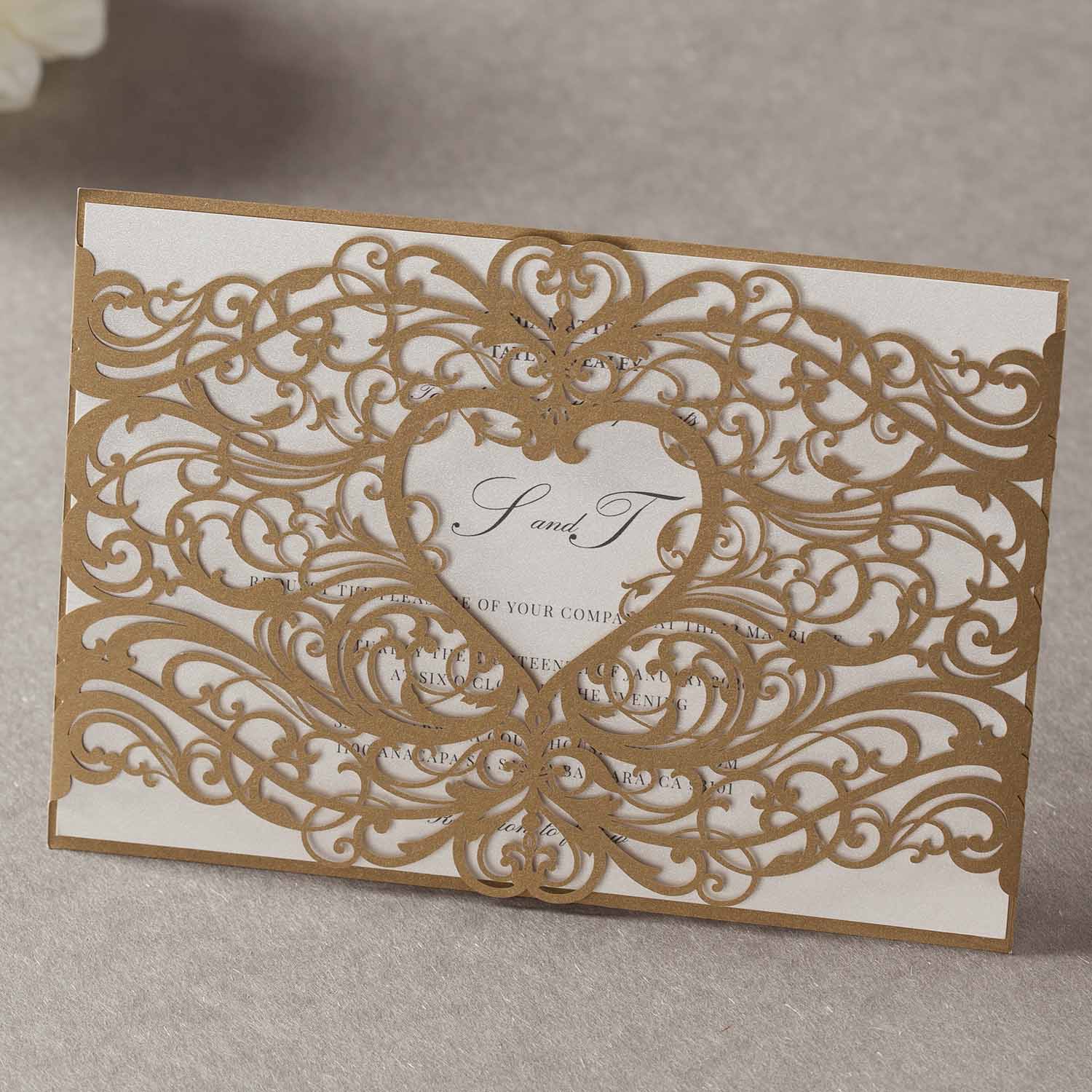 Laser cut wedding invitations - CW5018 - Personalised - Younique Gifts Melbourne