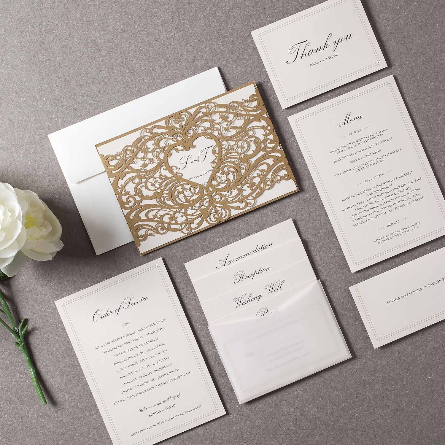 Laser cut wedding invitations - CW5018 - Personalised - Younique Gifts Melbourne