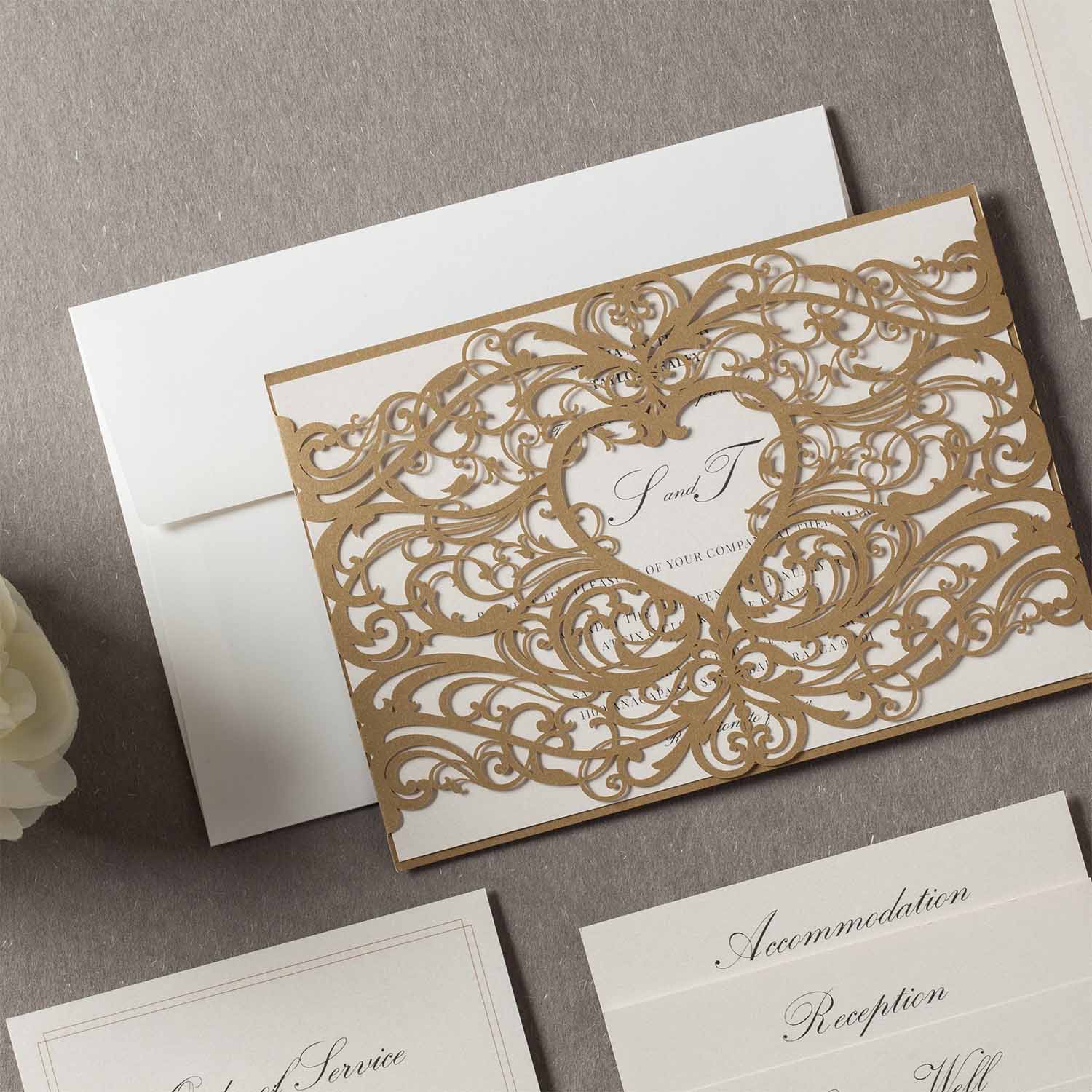 Laser cut wedding invitations - CW5018 - Personalised - Younique Gifts Melbourne
