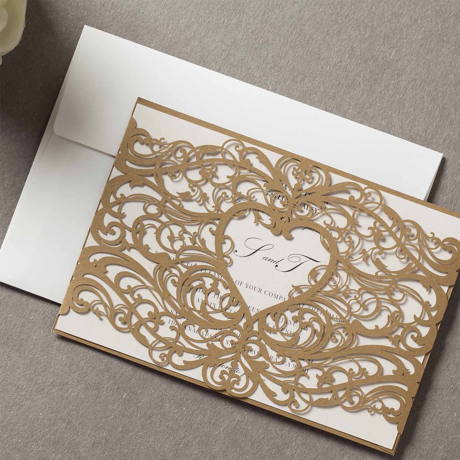 Laser cut wedding invitations - CW5018 - Personalised - Younique Gifts Melbourne