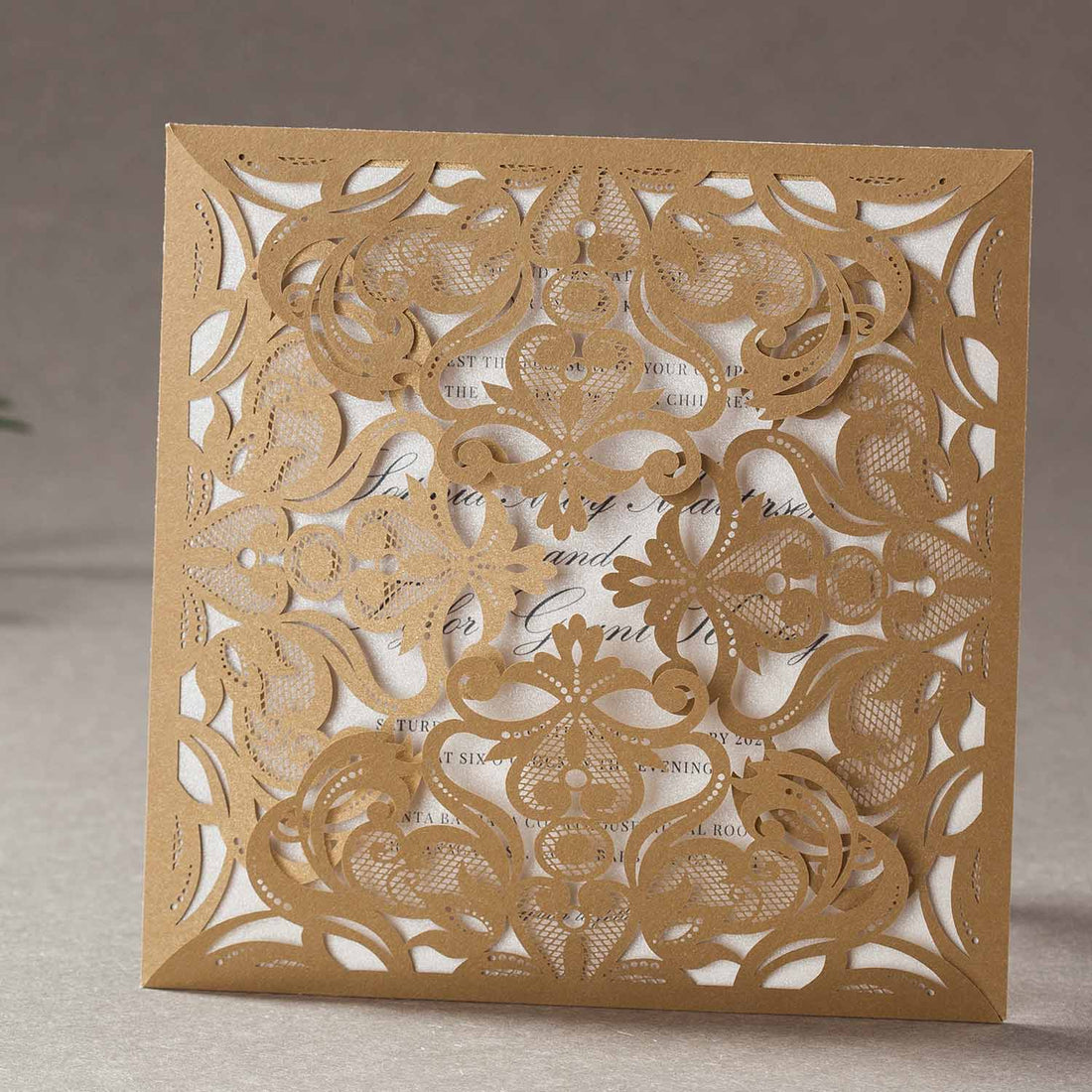 Laser cut wedding invitations - CW519_GO - Personalised Invitations - Younique Gifts Melbourne