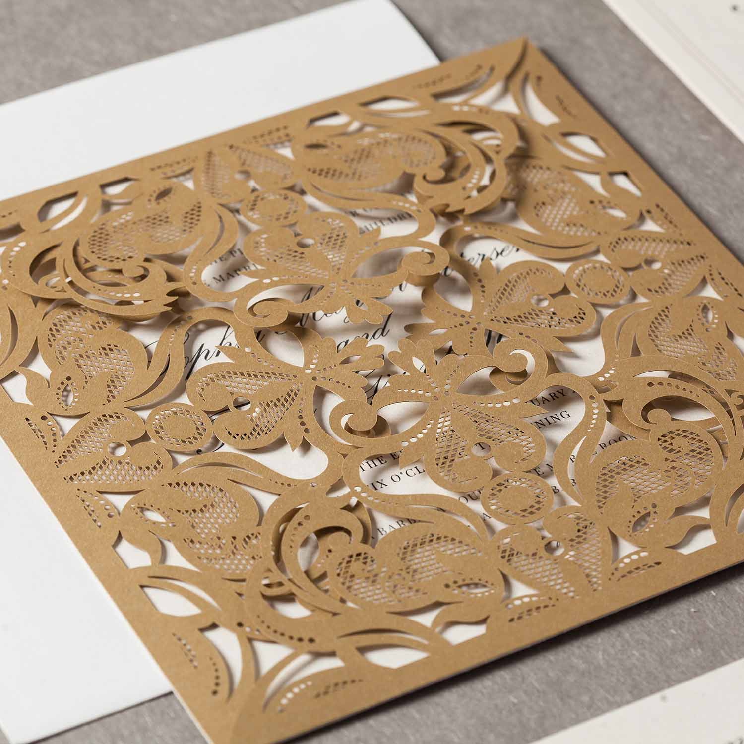 Laser cut wedding invitations - CW519_GO - Personalised Invitations - Younique Gifts Melbourne