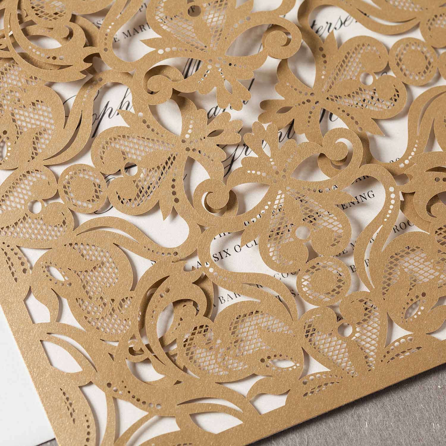 Laser cut wedding invitations - CW519_GO - Personalised Invitations - Younique Gifts Melbourne