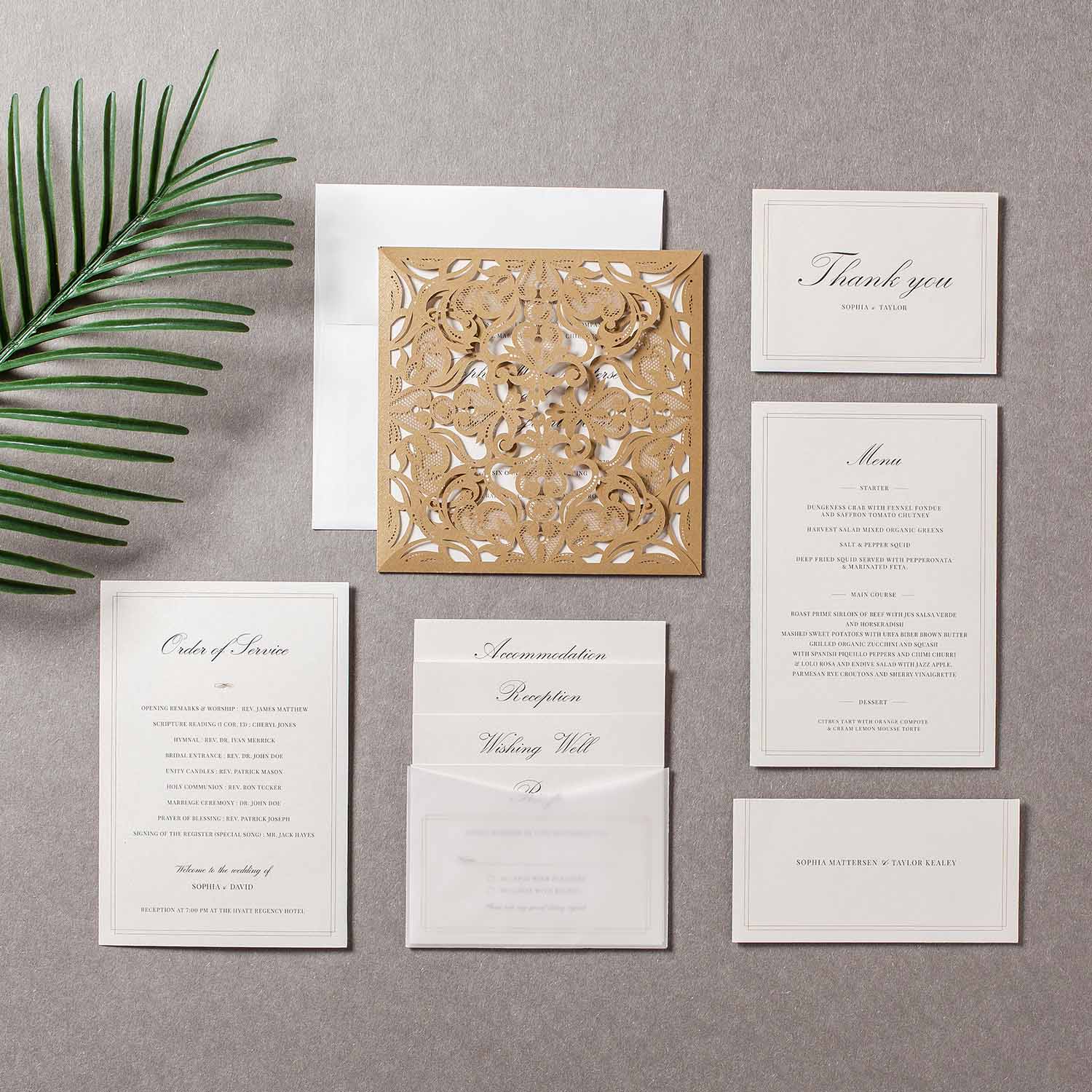 Laser cut wedding invitations - CW519_GO - Personalised Invitations - Younique Gifts Melbourne