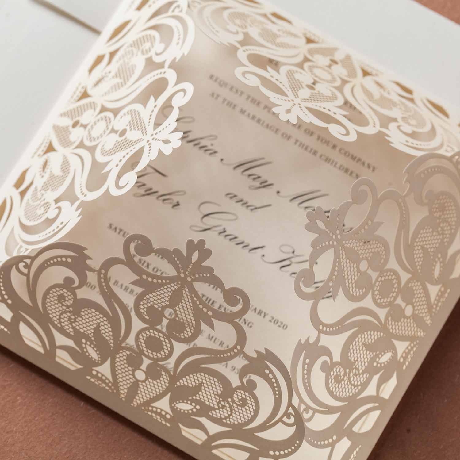 Laser cut wedding invitations - CW519_WH - Personalised Invitations - Younique Gifts Melbourne