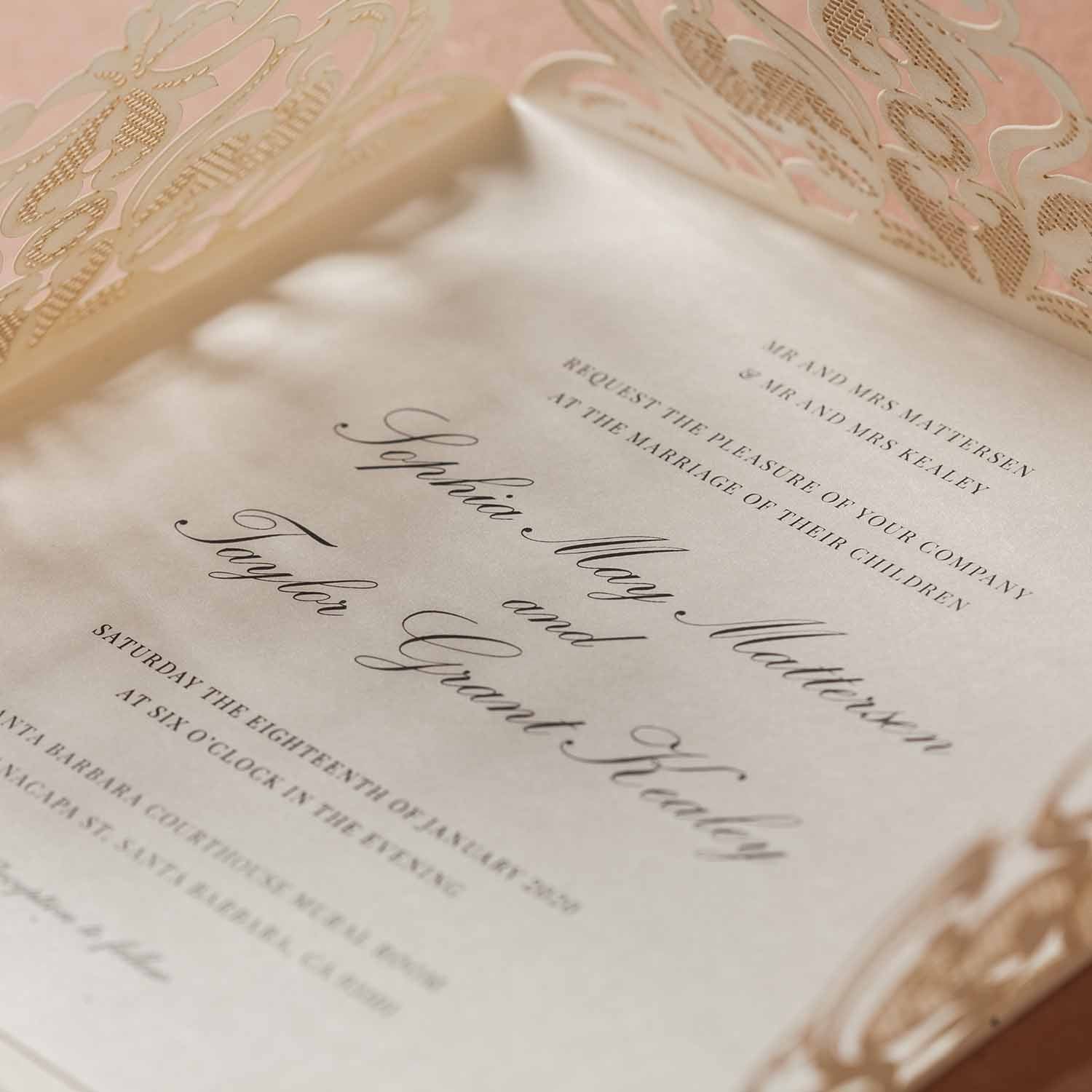 Laser cut wedding invitations - CW519_WH - Personalised Invitations - Younique Gifts Melbourne