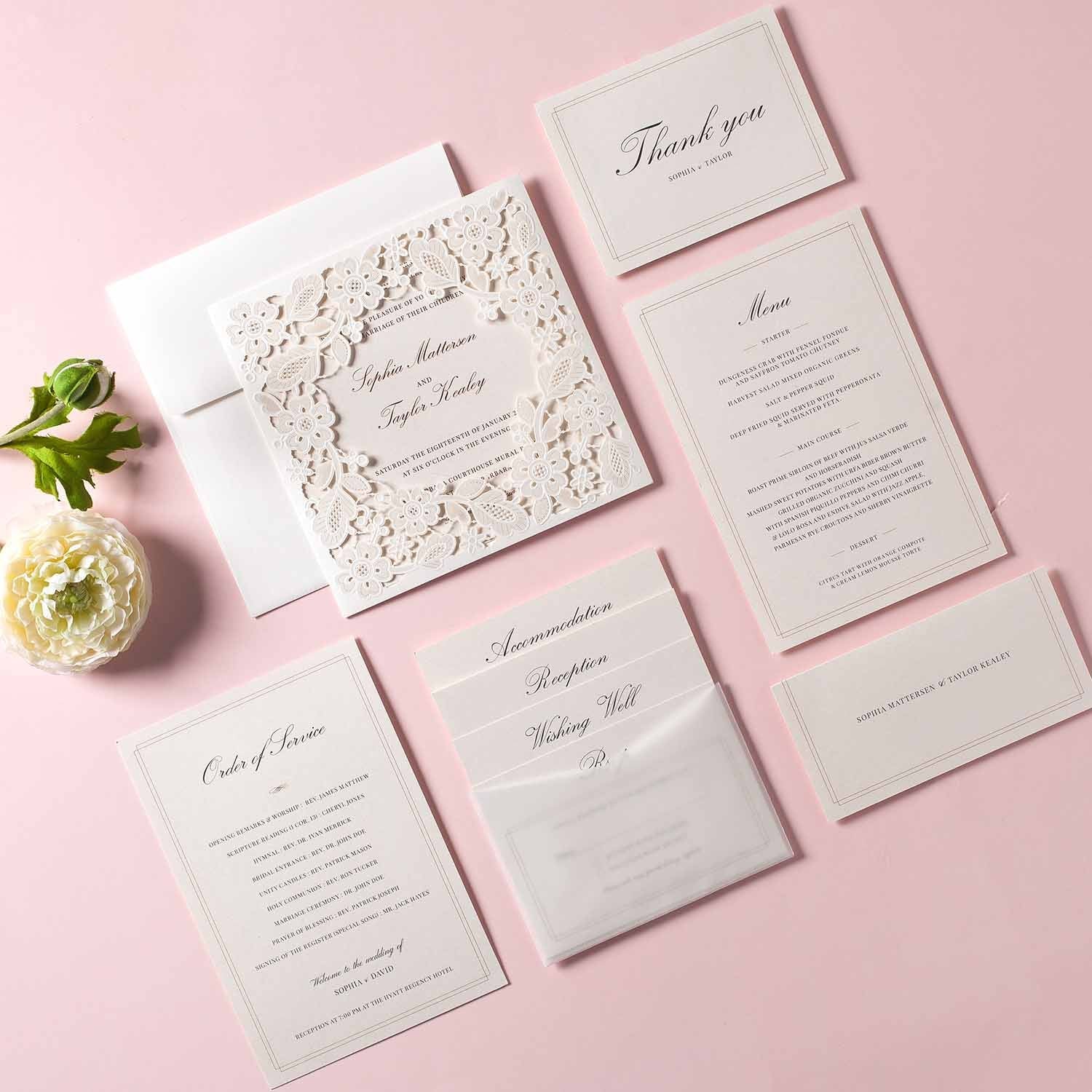 Laser cut wedding invitations - CW5197 - Personalised - Younique Gifts Melbourne