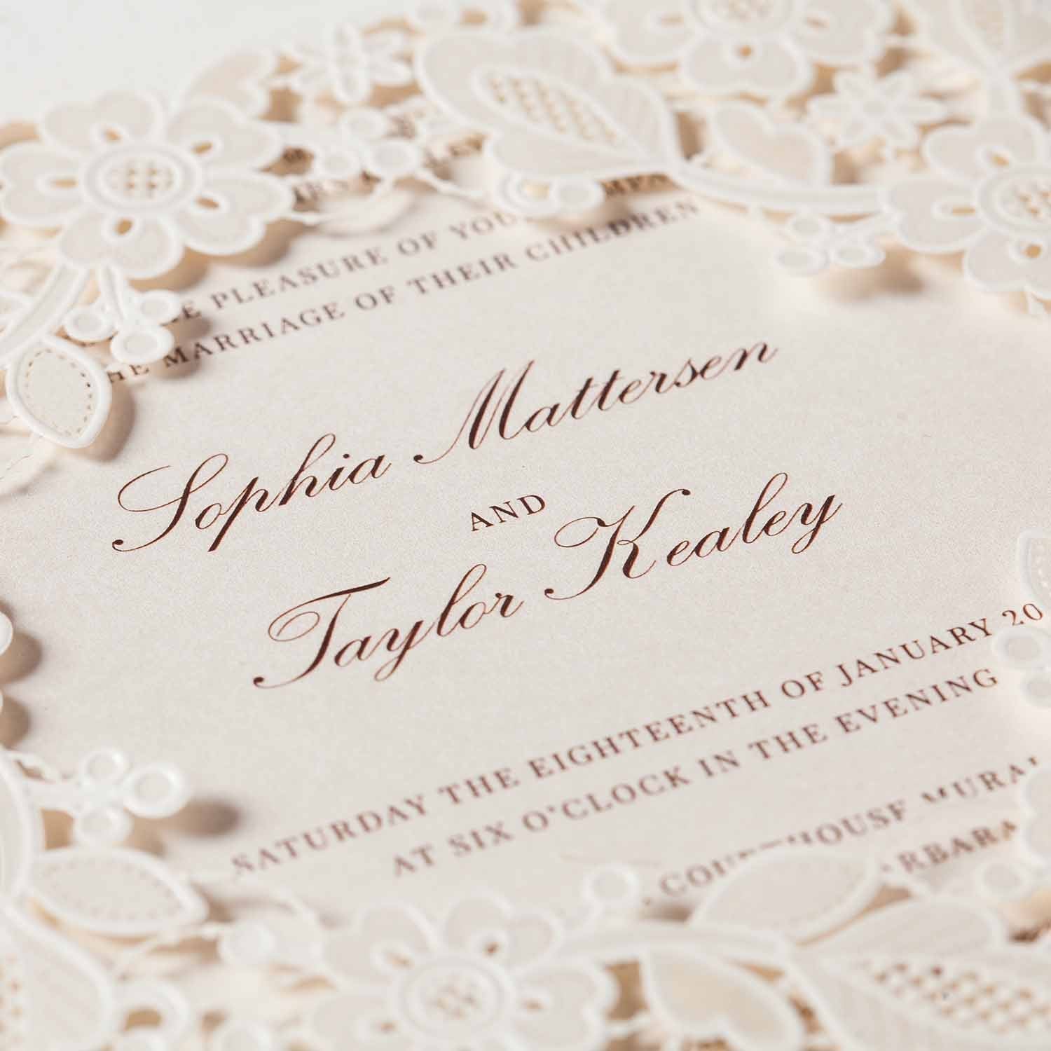 Laser cut wedding invitations - CW5197 - Personalised - Younique Gifts Melbourne