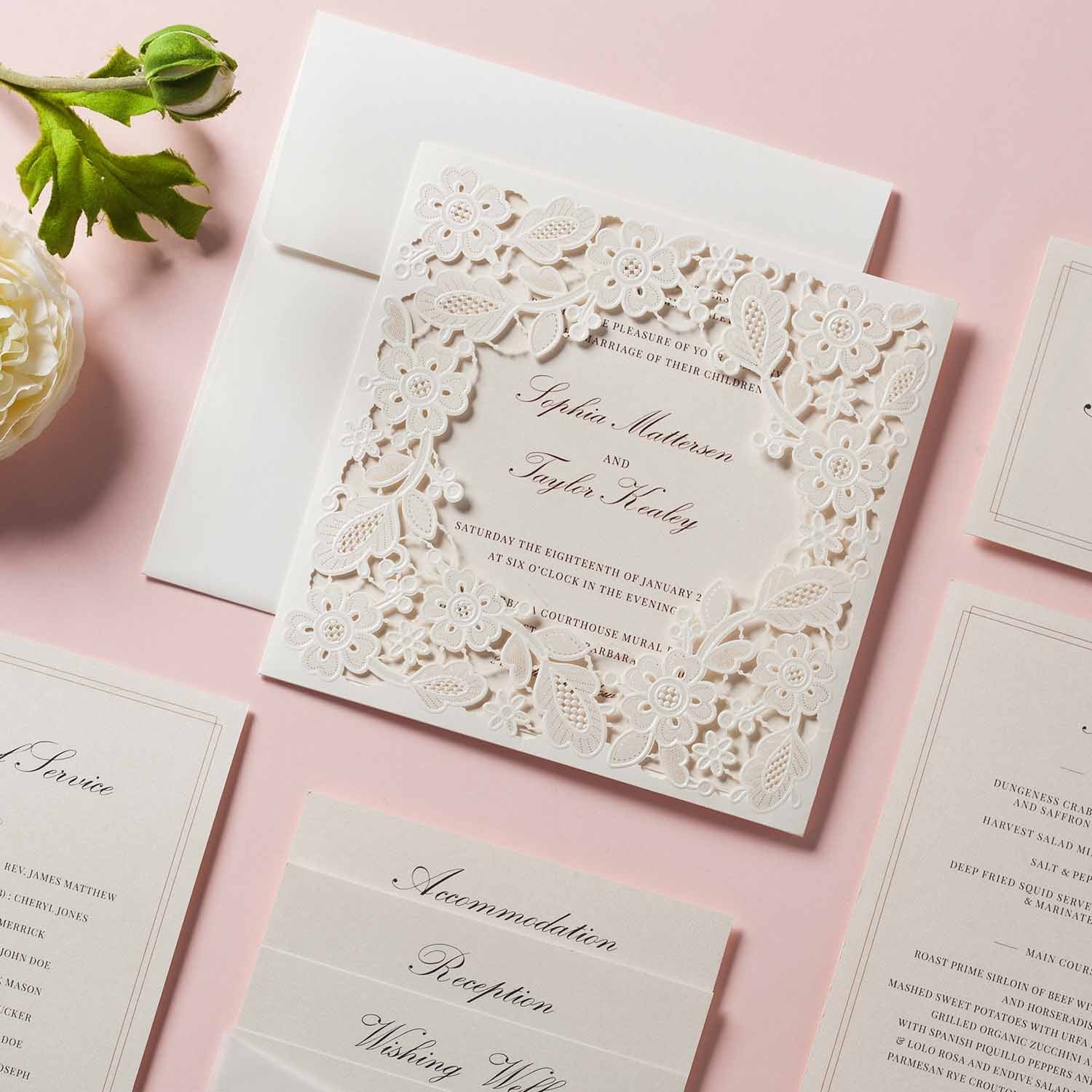 Laser cut wedding invitations - CW5197 - Personalised - Younique Gifts Melbourne