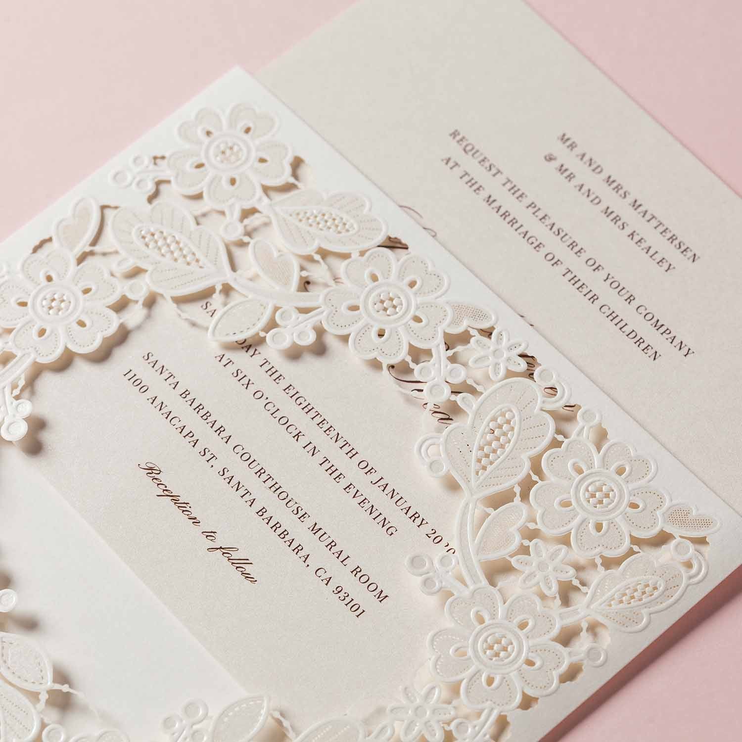 Laser cut wedding invitations - CW5197 - Personalised - Younique Gifts Melbourne