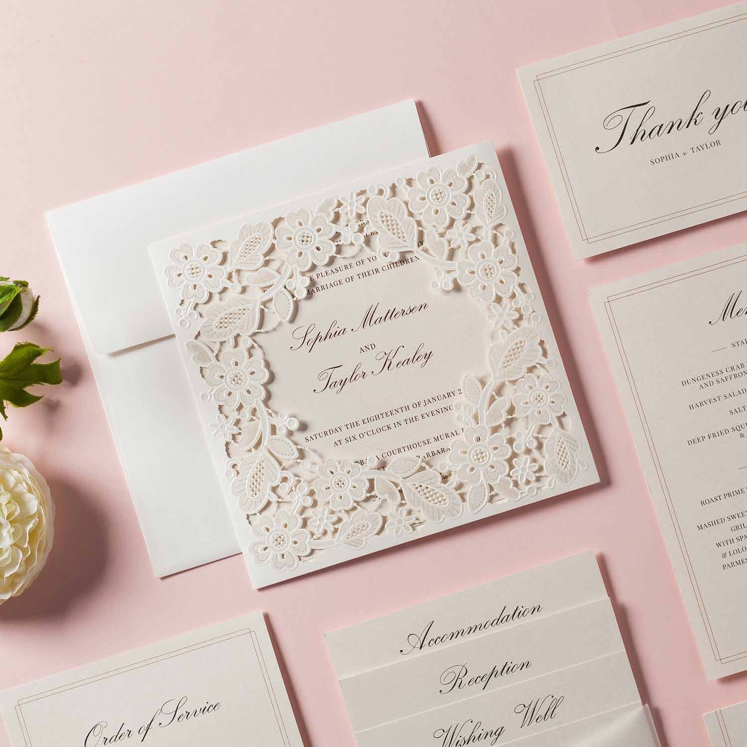 Laser cut wedding invitations - CW5197 - Personalised - Younique Gifts Melbourne