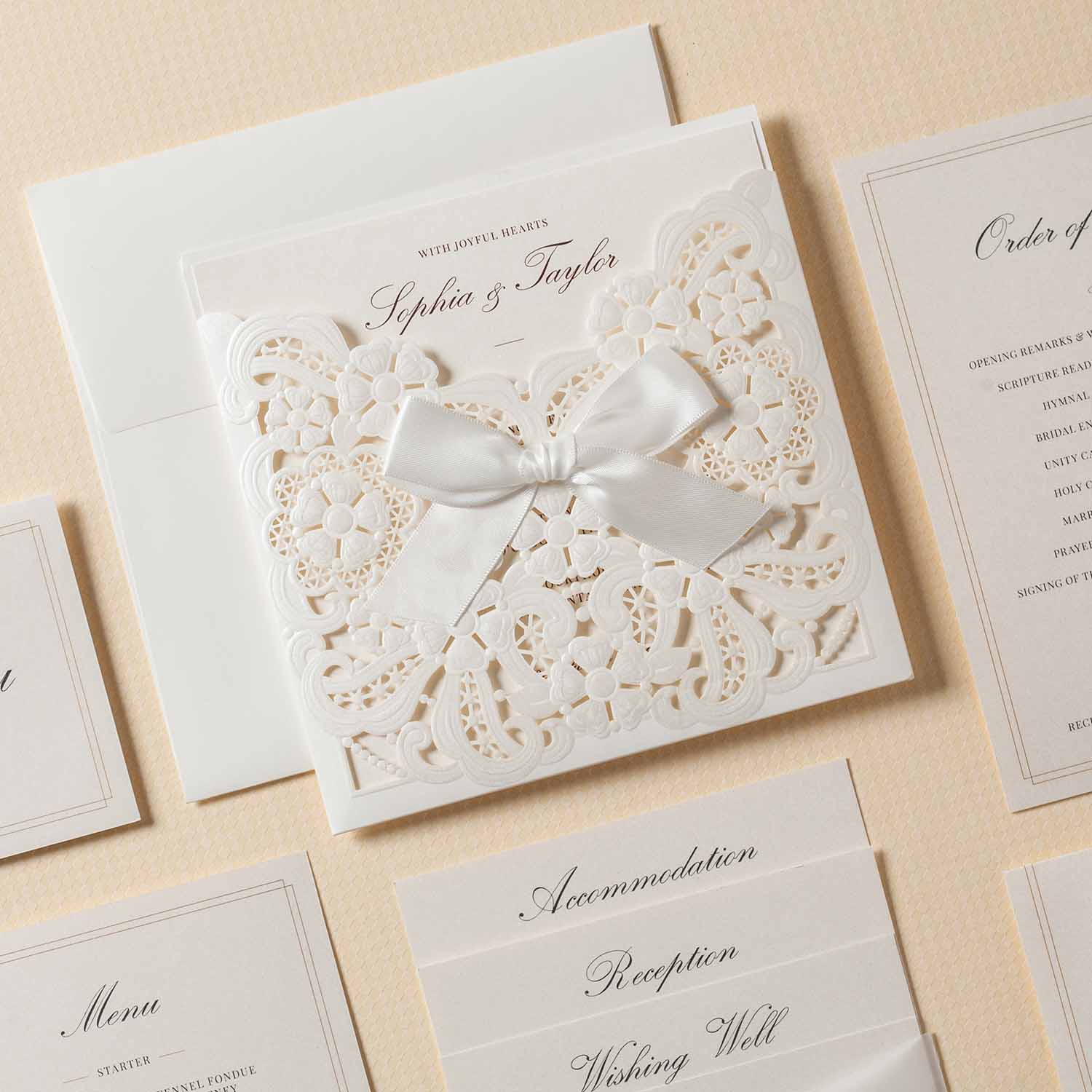Laser cut wedding invitations - CW6112 - Personalised - Younique Gifts Melbourne