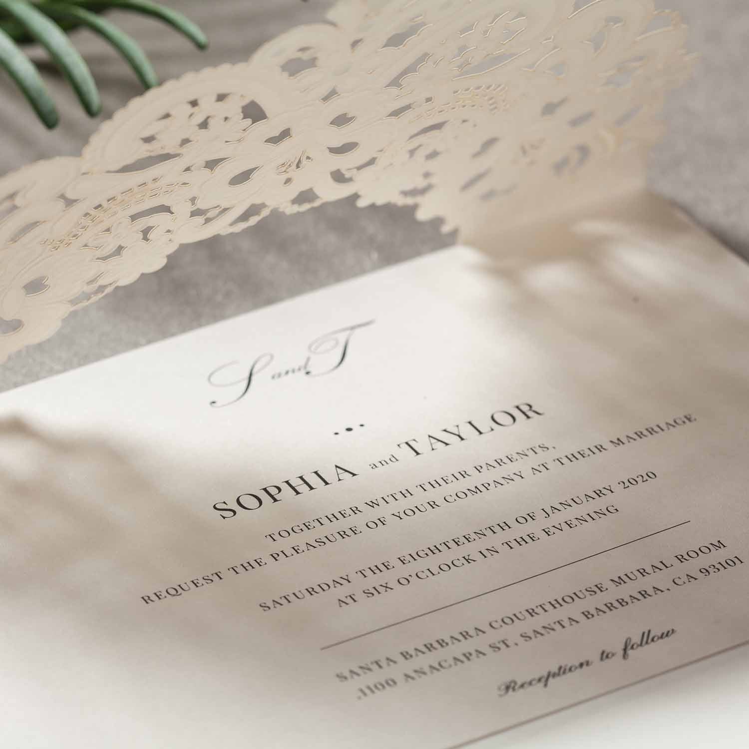 Laser cut wedding invitations - CW6115 - Personalised Invitations - Younique Gifts Melbourne