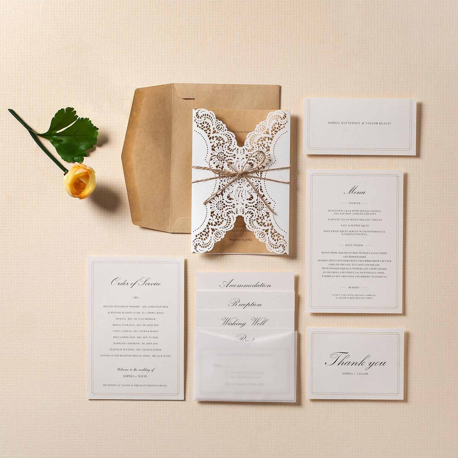 Laser cut wedding invitations - PK14113 - Personalised - Younique Gifts Melbourne