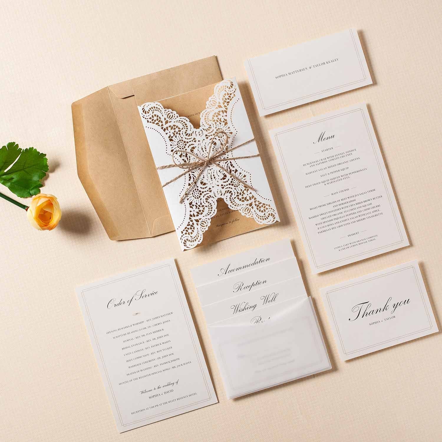Laser cut wedding invitations - PK14113 - Personalised - Younique Gifts Melbourne