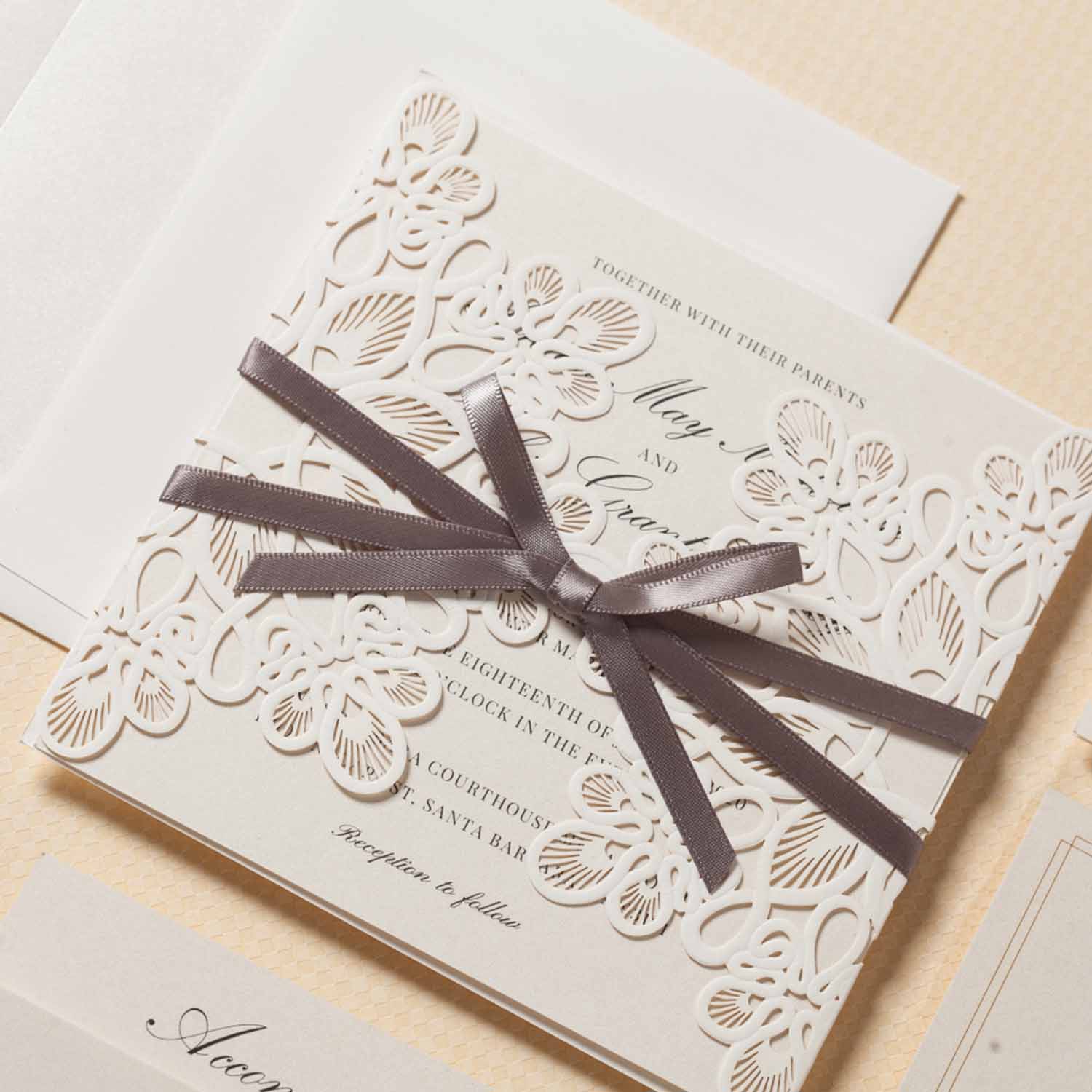 Laser cut wedding invitations - WM207_WH - Personalised Invitations - Younique Gifts Melbourne