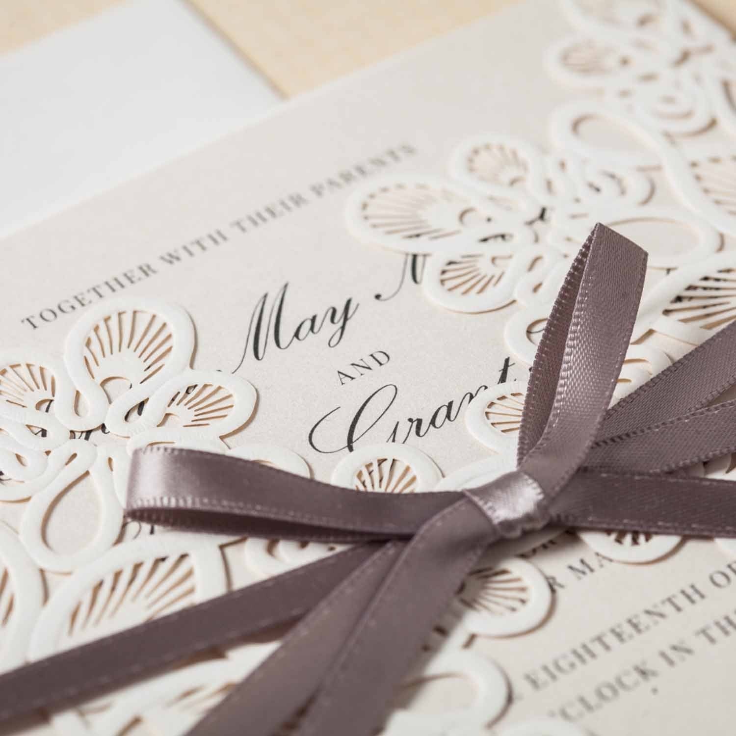 Laser cut wedding invitations - WM207_WH - Personalised Invitations - Younique Gifts Melbourne