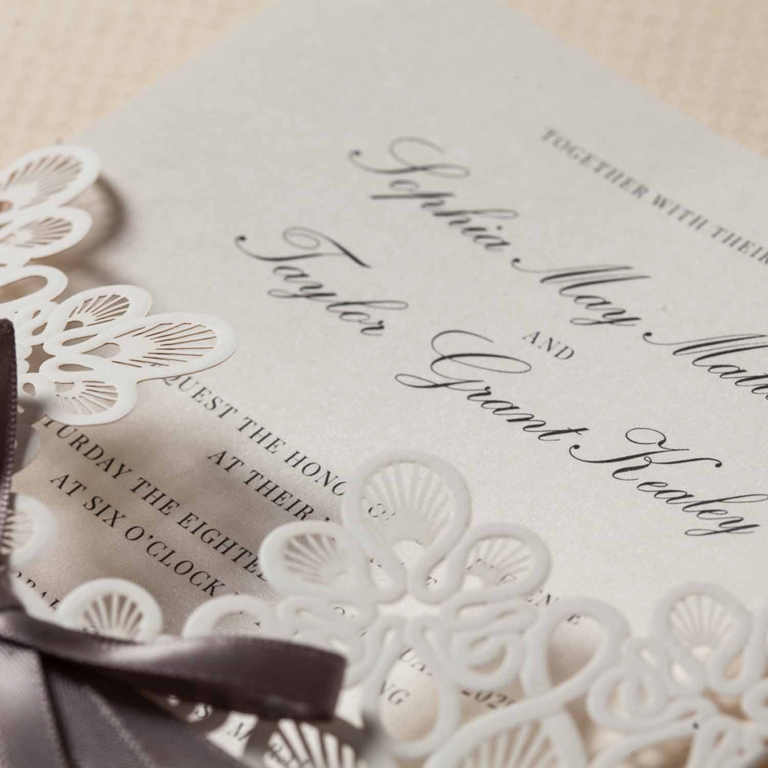 Laser cut wedding invitations - WM207_WH - Personalised Invitations - Younique Gifts Melbourne