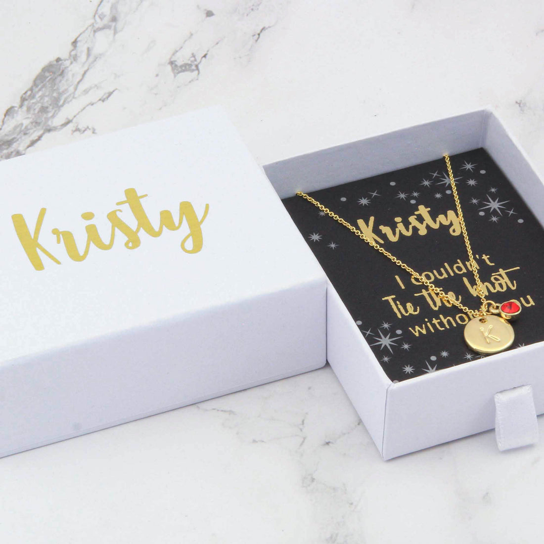 Initial & Birthstone Necklace, Custom Personalised Tiny Disk Gold, Silver, Rose Gold