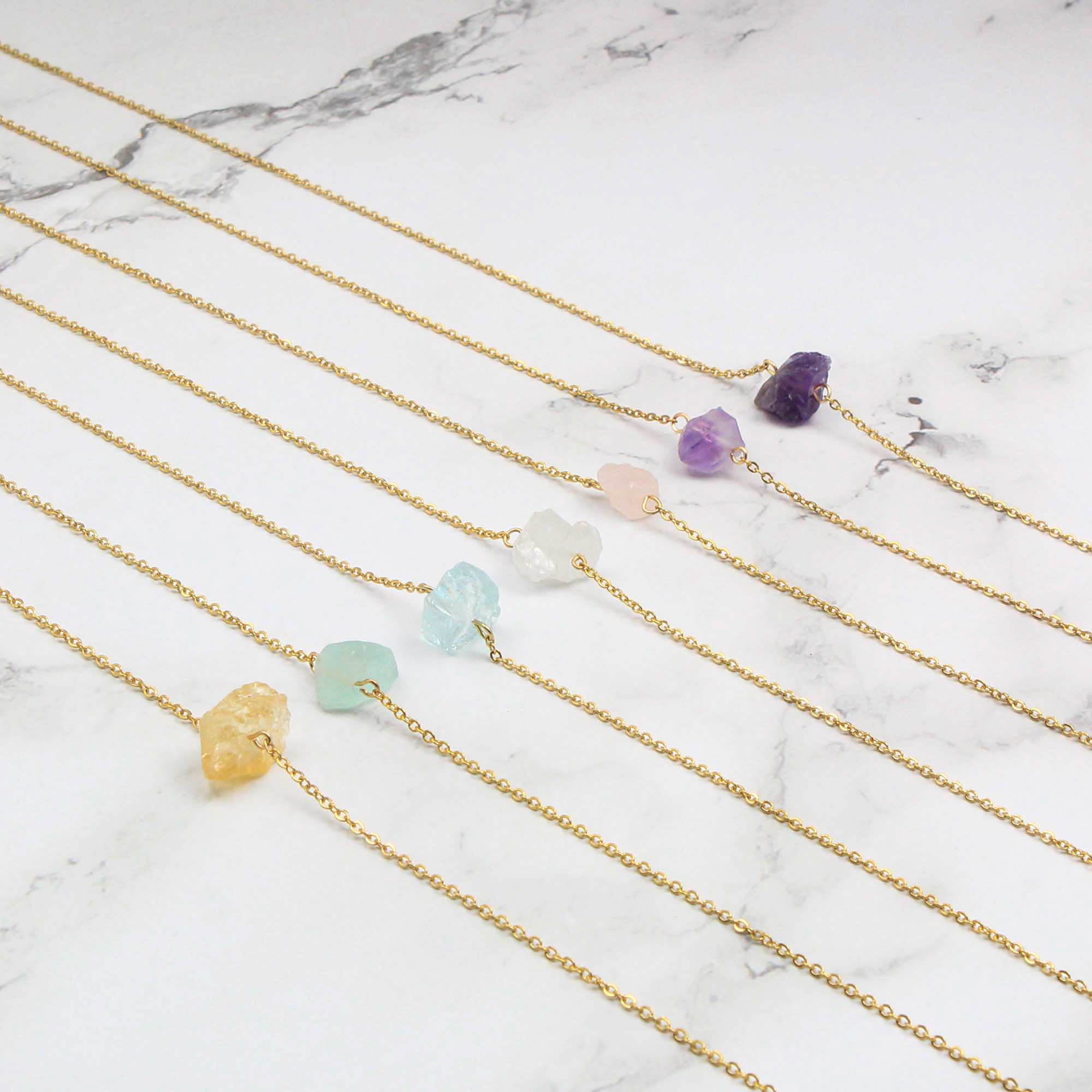 Natural Raw Stone Necklace - Bridesmaid / Birthday Gift