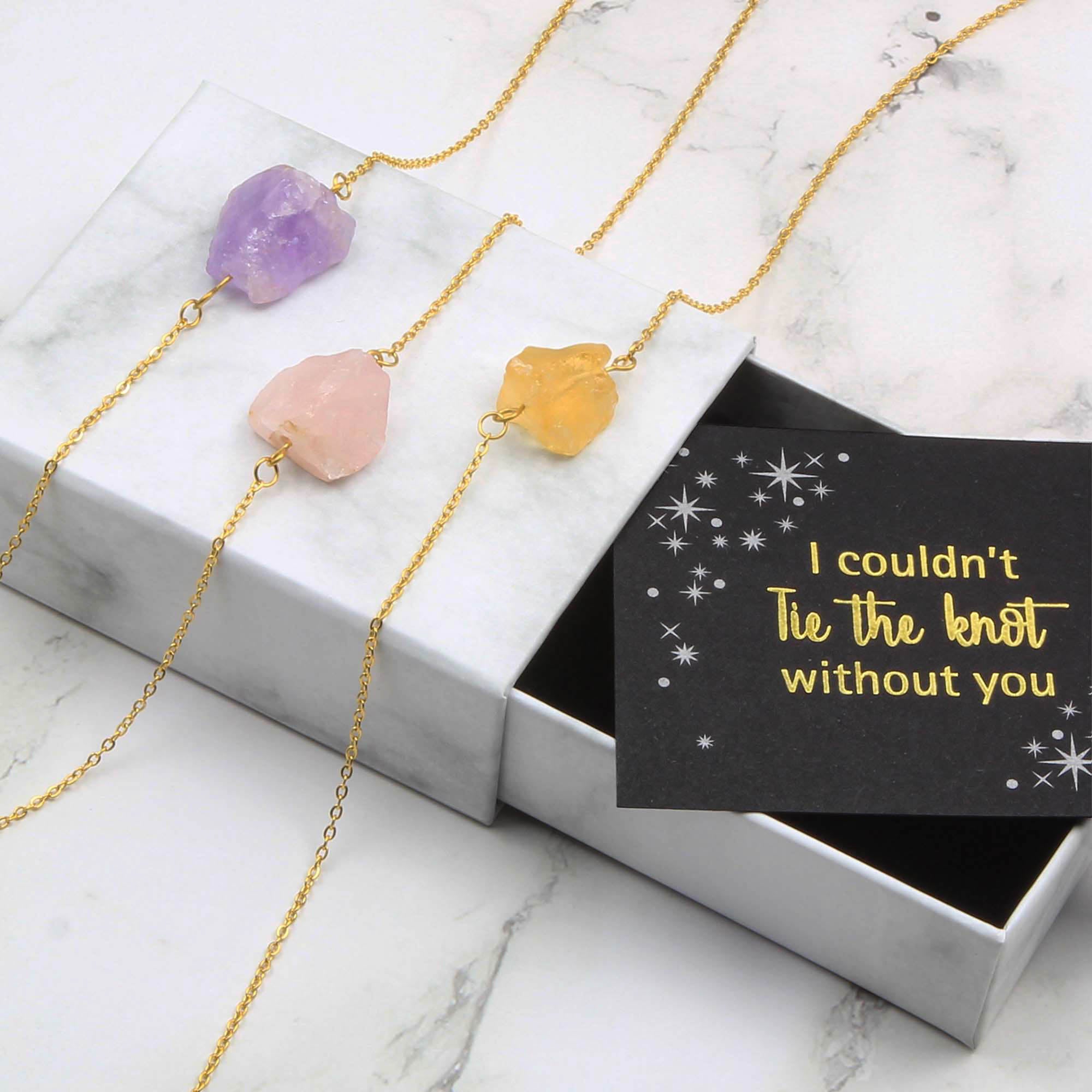 Natural Raw Stone Necklace - Bridesmaid / Birthday Gift