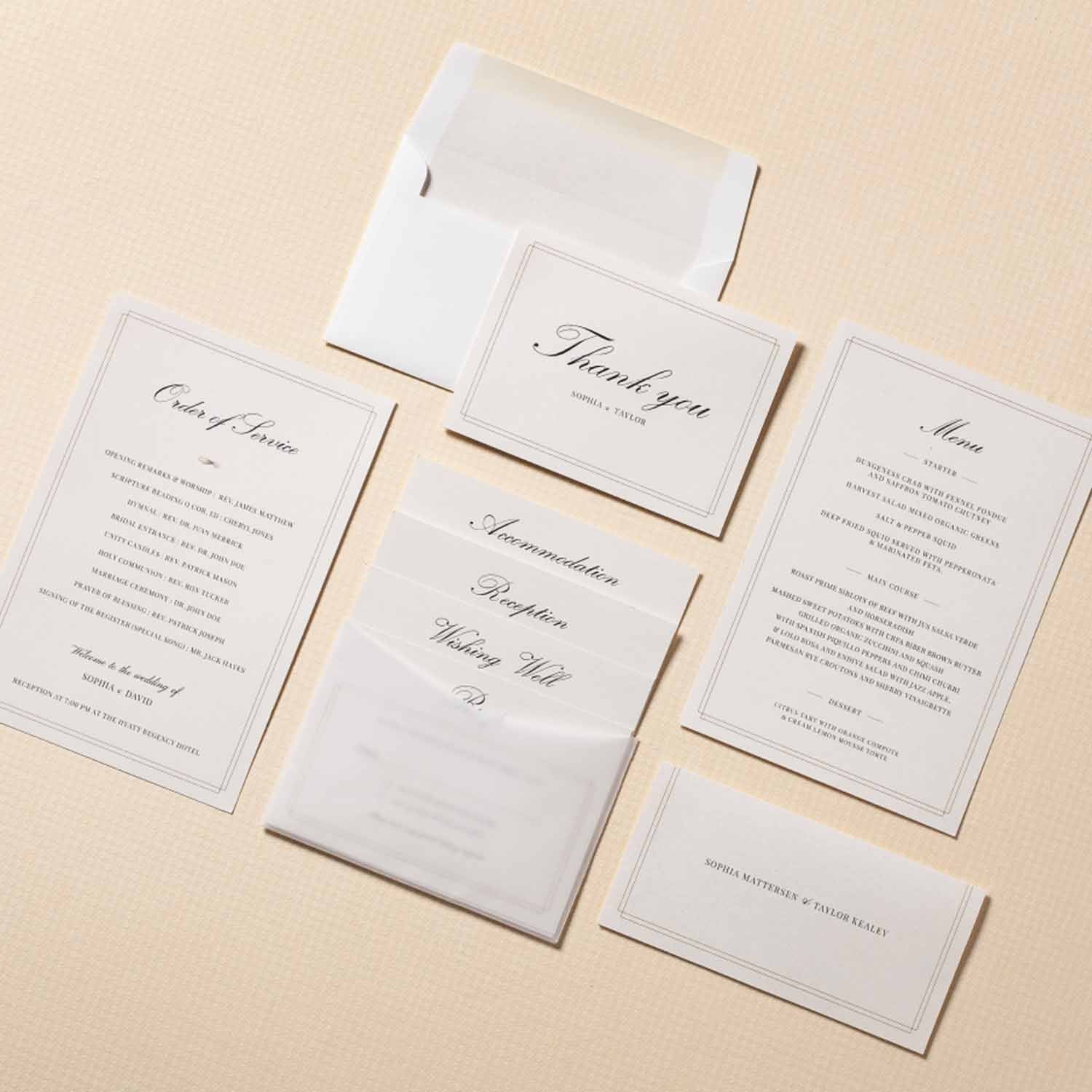 125 x 161 mm Menu Cards for wedding party - Personalised Invitations - Younique Gifts Melbourne