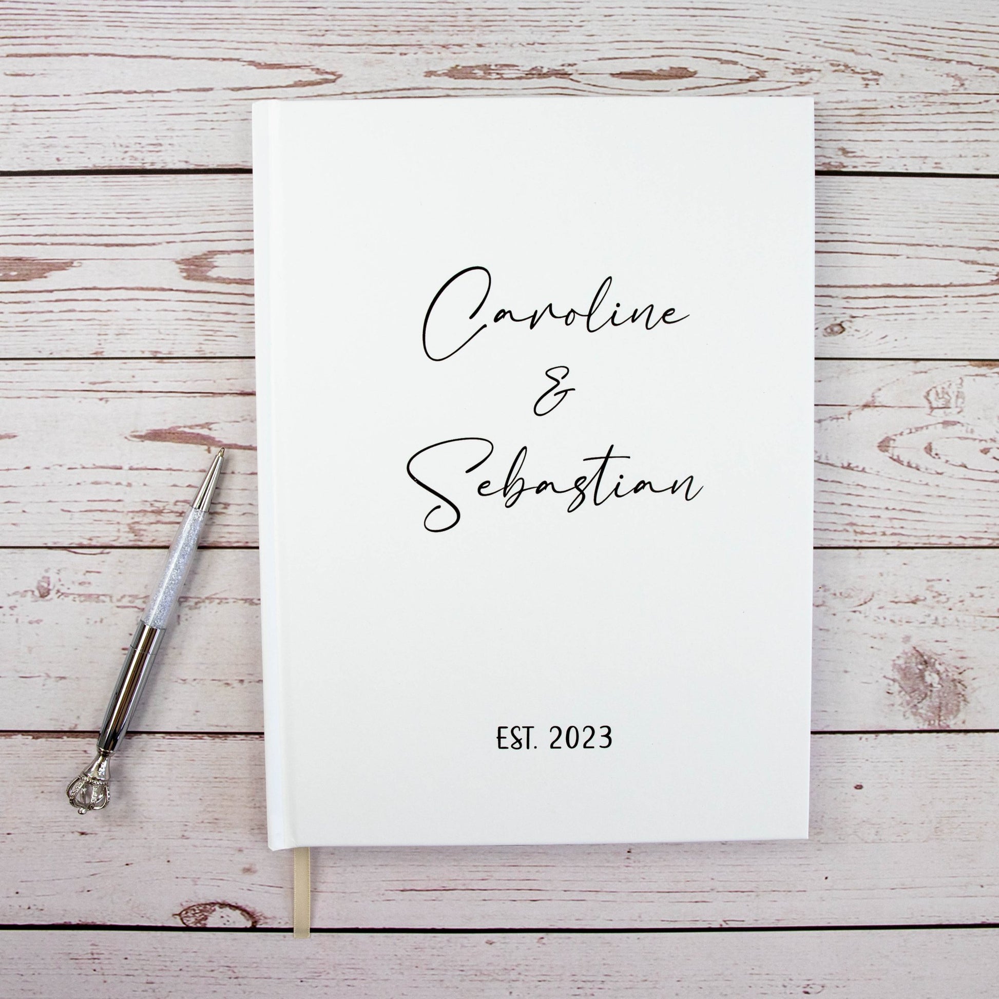 Minimalist Cursive Font Personalised Wedding Guest Book - Personalised Guest book - Younique Gifts Melbourne