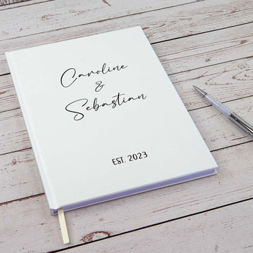 Minimalist Cursive Font Personalised Wedding Guest Book - Personalised Guest book - Younique Gifts Melbourne