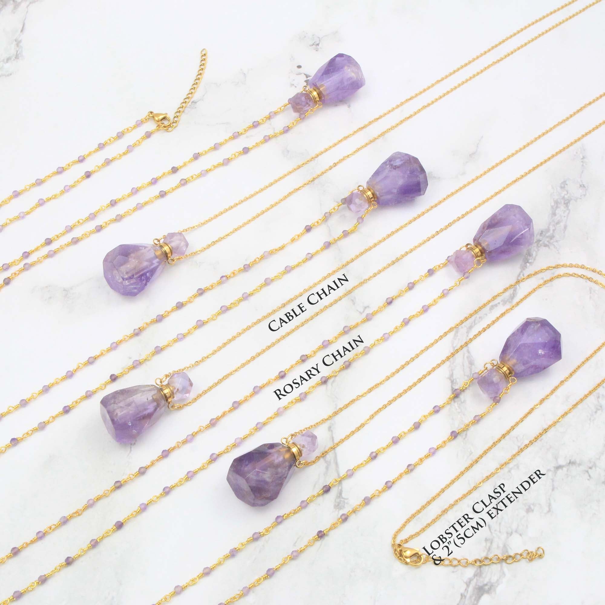 Natural Gemstone Perfume Bottle Necklace - Personalised Necklace - Younique Gifts Melbourne