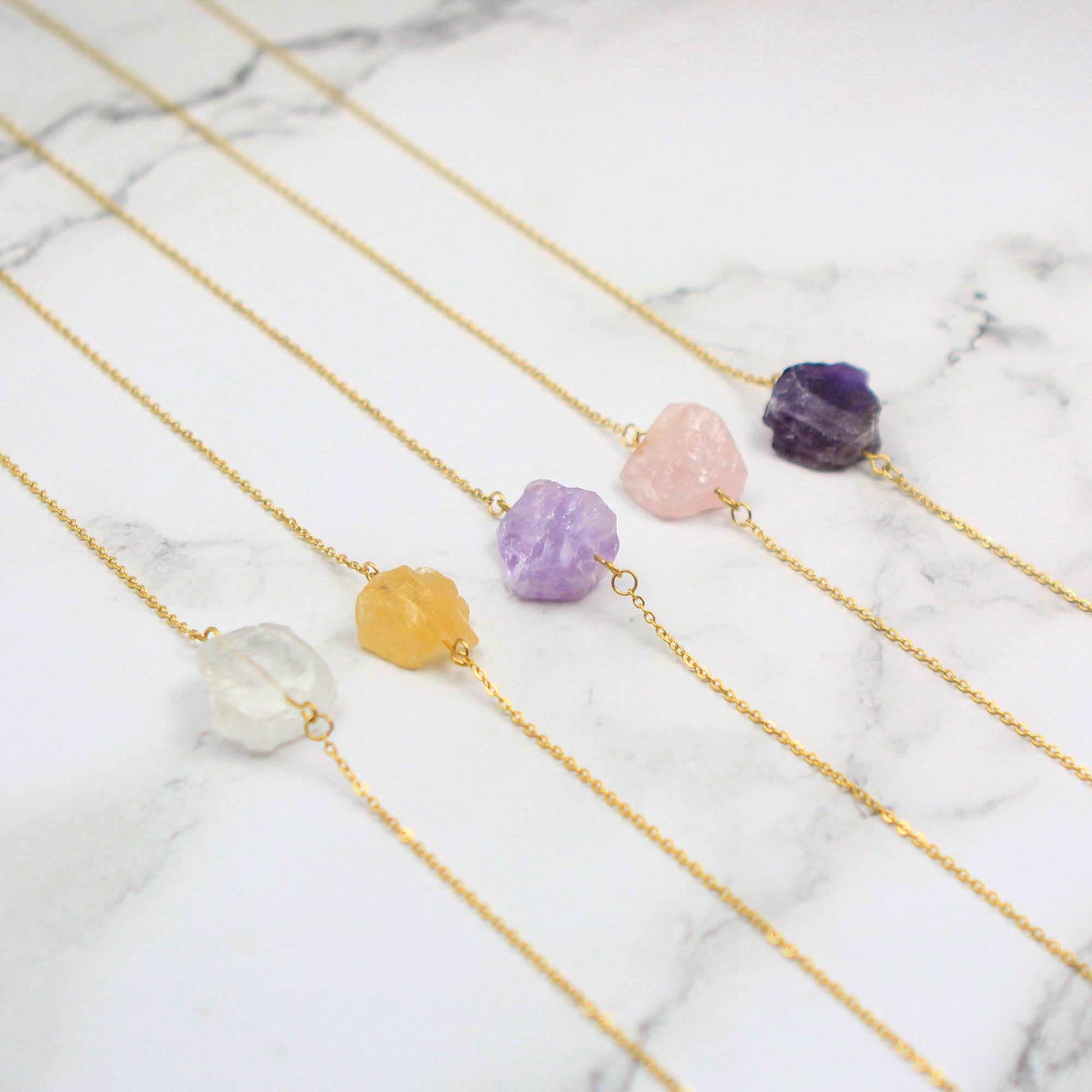 Natural Raw Stone Necklace - Bridesmaid / Birthday Gift - Personalised Necklace - Younique Gifts Melbourne
