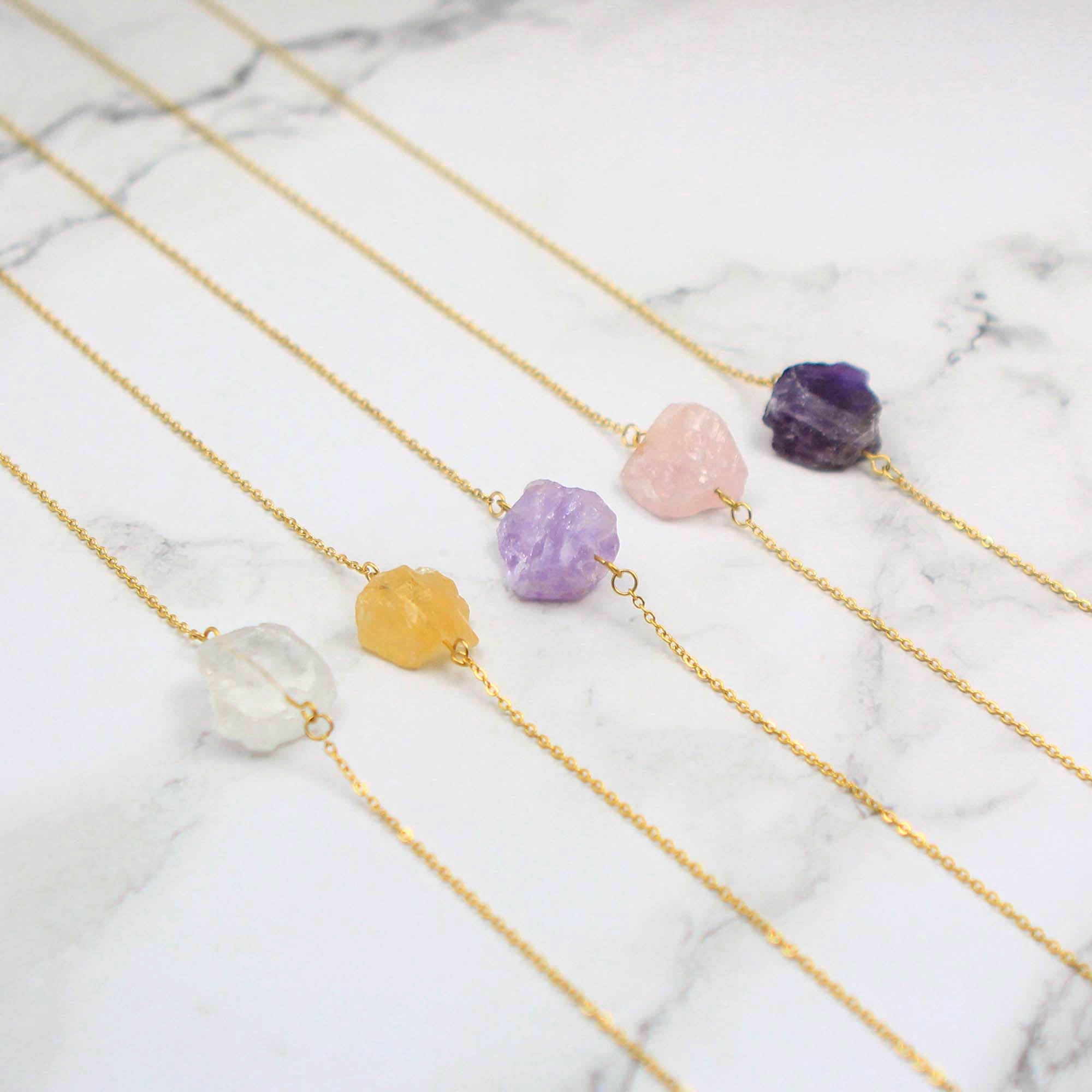 Natural Raw Stone Necklace - Bridesmaid / Birthday Gift - Personalised Necklace - Younique Gifts Melbourne