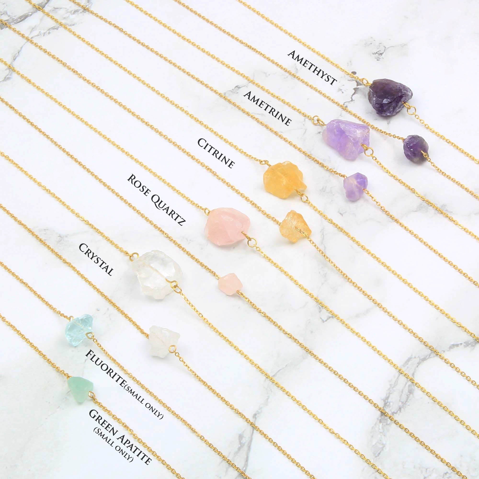 Natural Raw Stone Necklace - Bridesmaid / Birthday Gift - Personalised Necklace - Younique Gifts Melbourne
