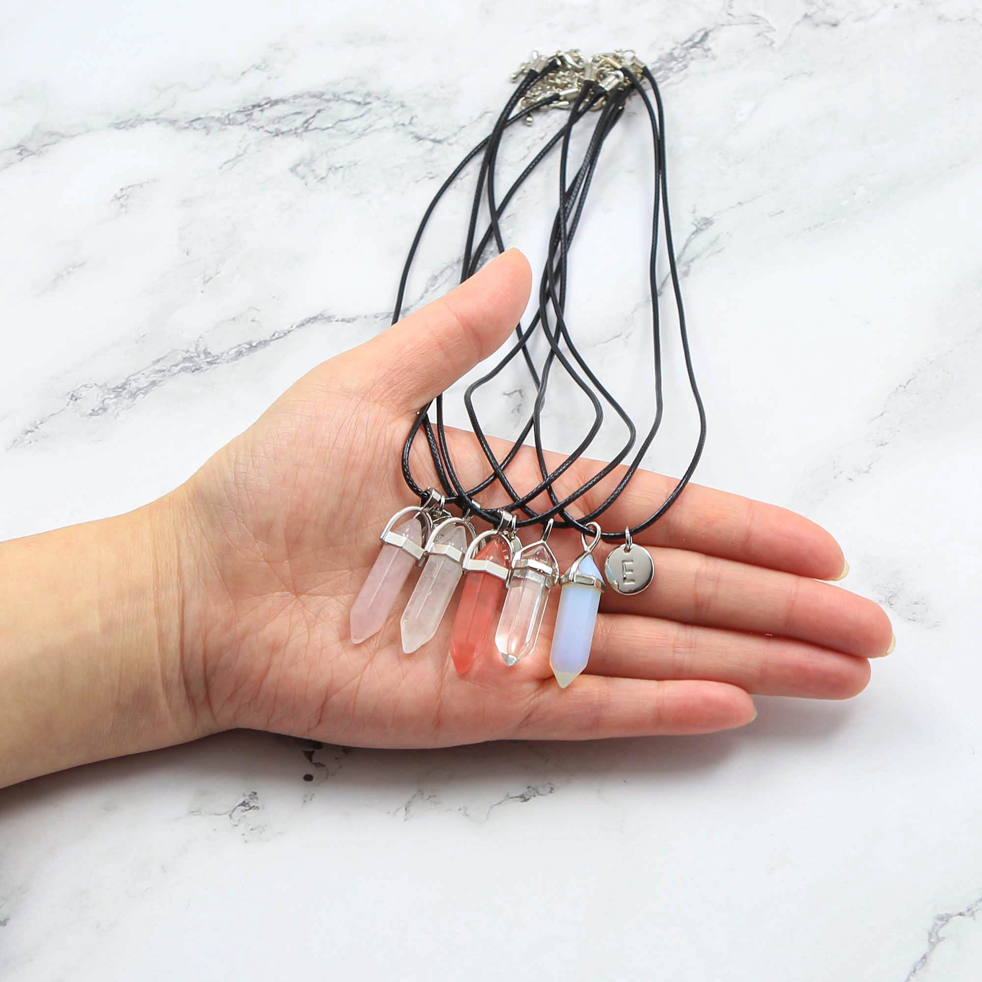 Pendant Initial Necklace, Crystal Pendant Necklace, Healing Stone, Chakra Stone