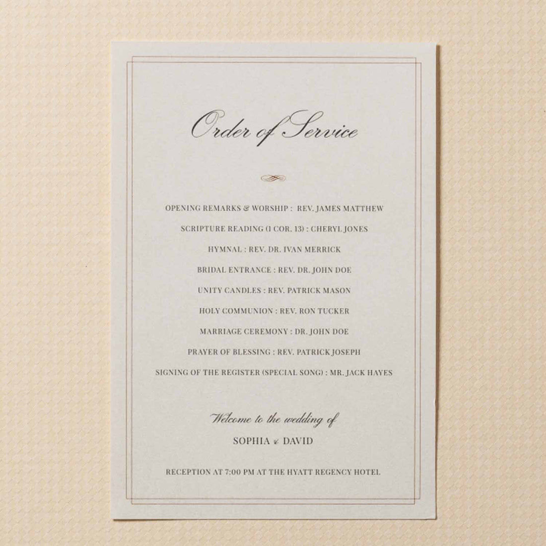 123 x 181 mm Order of Service Size - Perfect for Your Event - Personalised Invitations - Younique Gifts Melbourne