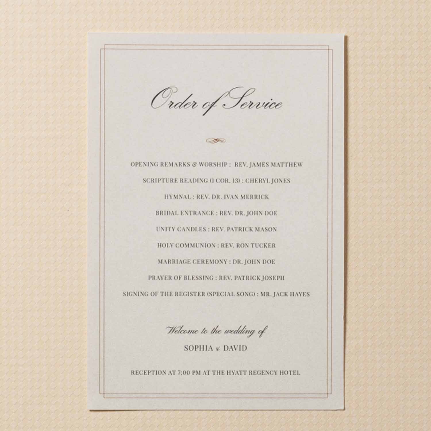 123 x 181 mm Order of Service Size - Perfect for Your Event - Personalised Invitations - Younique Gifts Melbourne