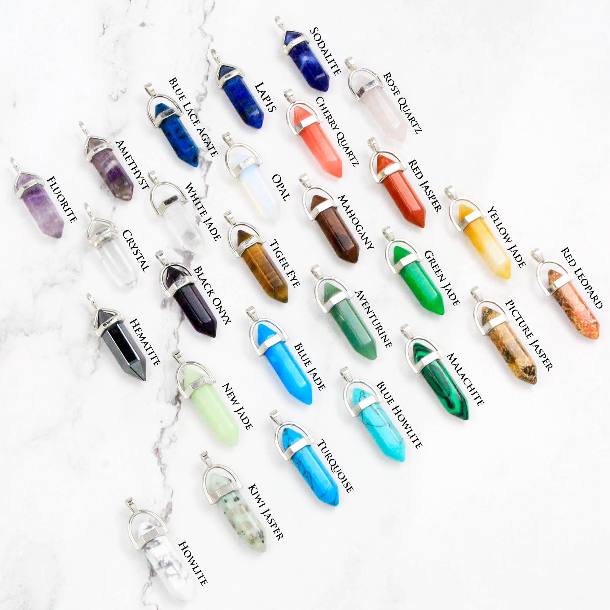 Pendant Initial Necklace, Crystal Pendant Necklace, Healing Stone, Chakra Stone - Personalised Necklace - Younique Gifts Melbourne
